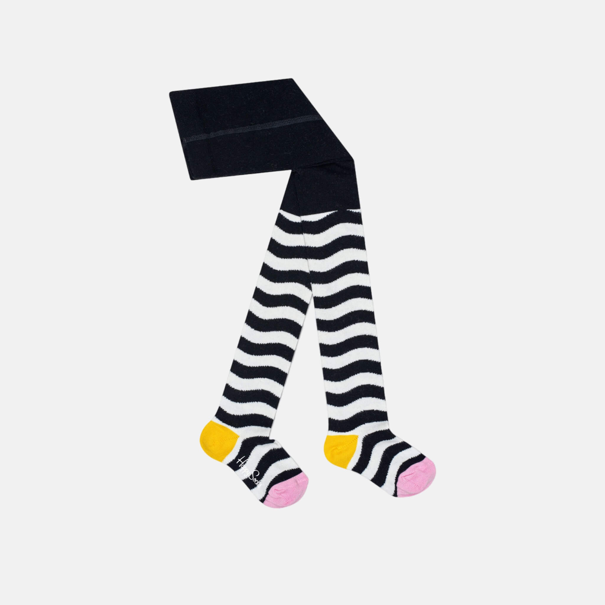 Dětské černobílé punčochy Happy Socks se vzorem Wavy
