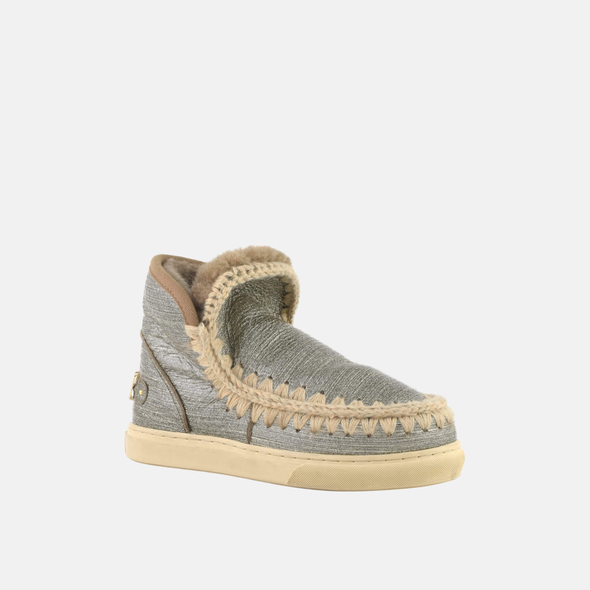 Dámské stříbrné válenky s logem Mou Eskimo Sneaker big metallic logo