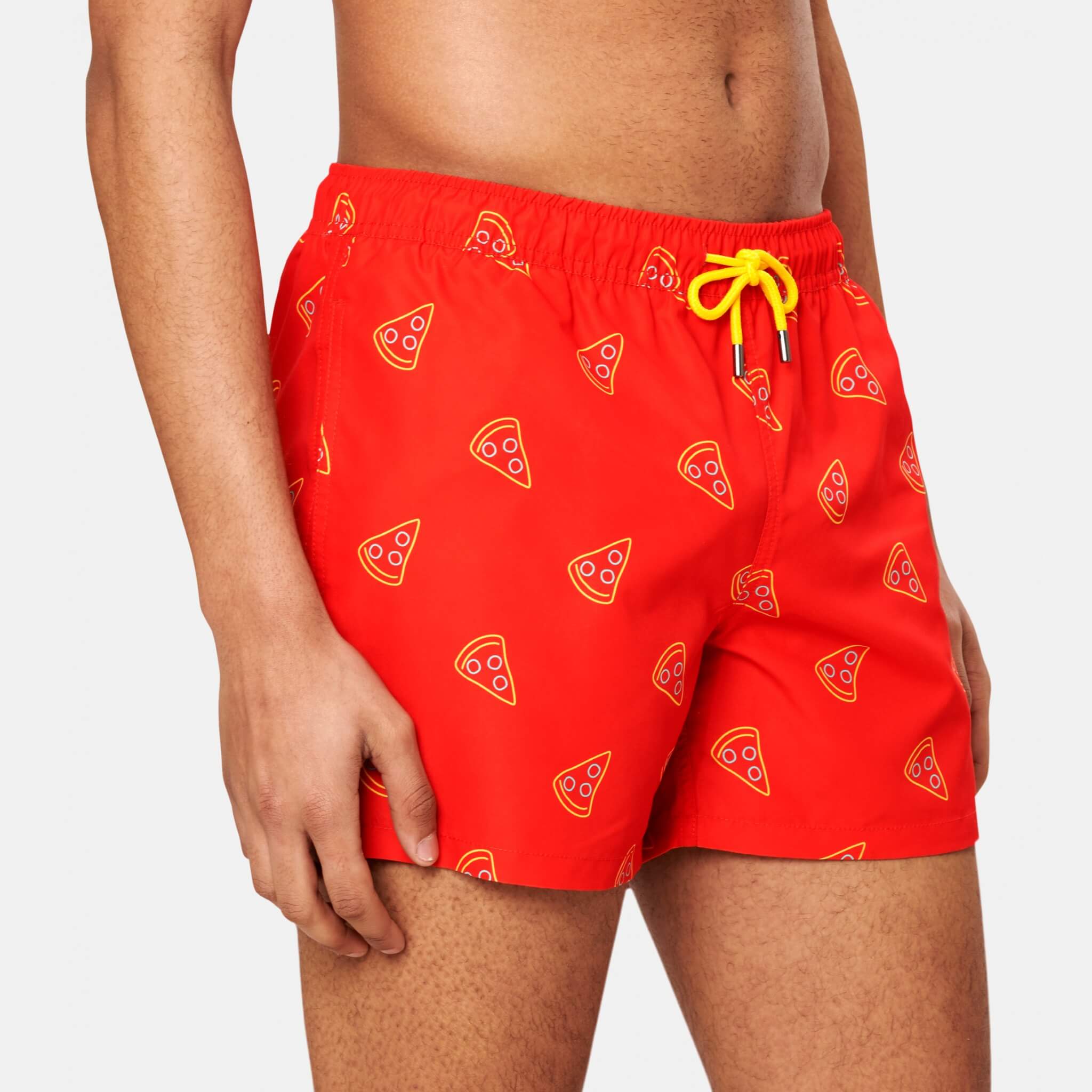 Pánské červené plavky Happy Socks, vzor Pizza Slice