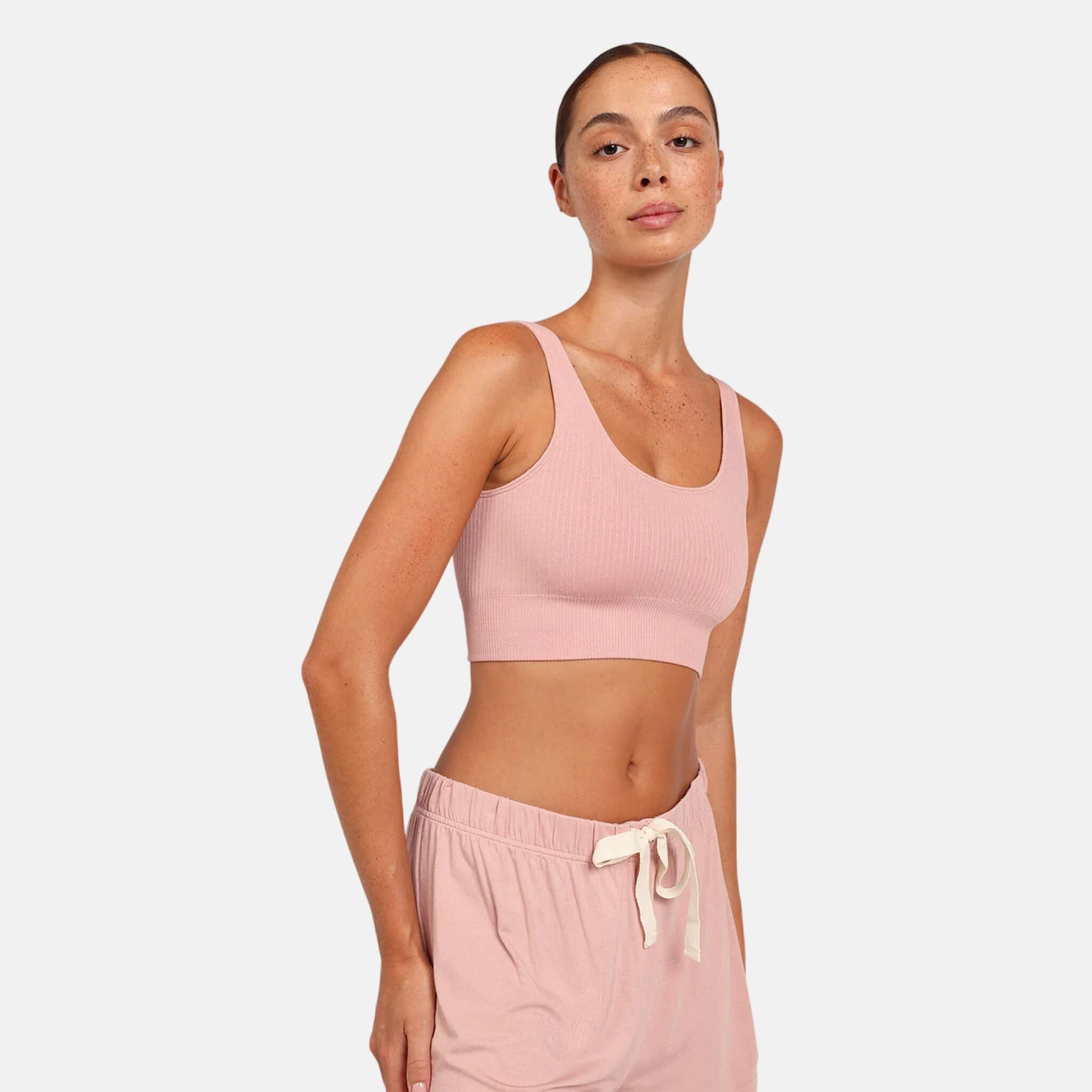 Růžová podprsenka Boody Ribbed Seamless Bra