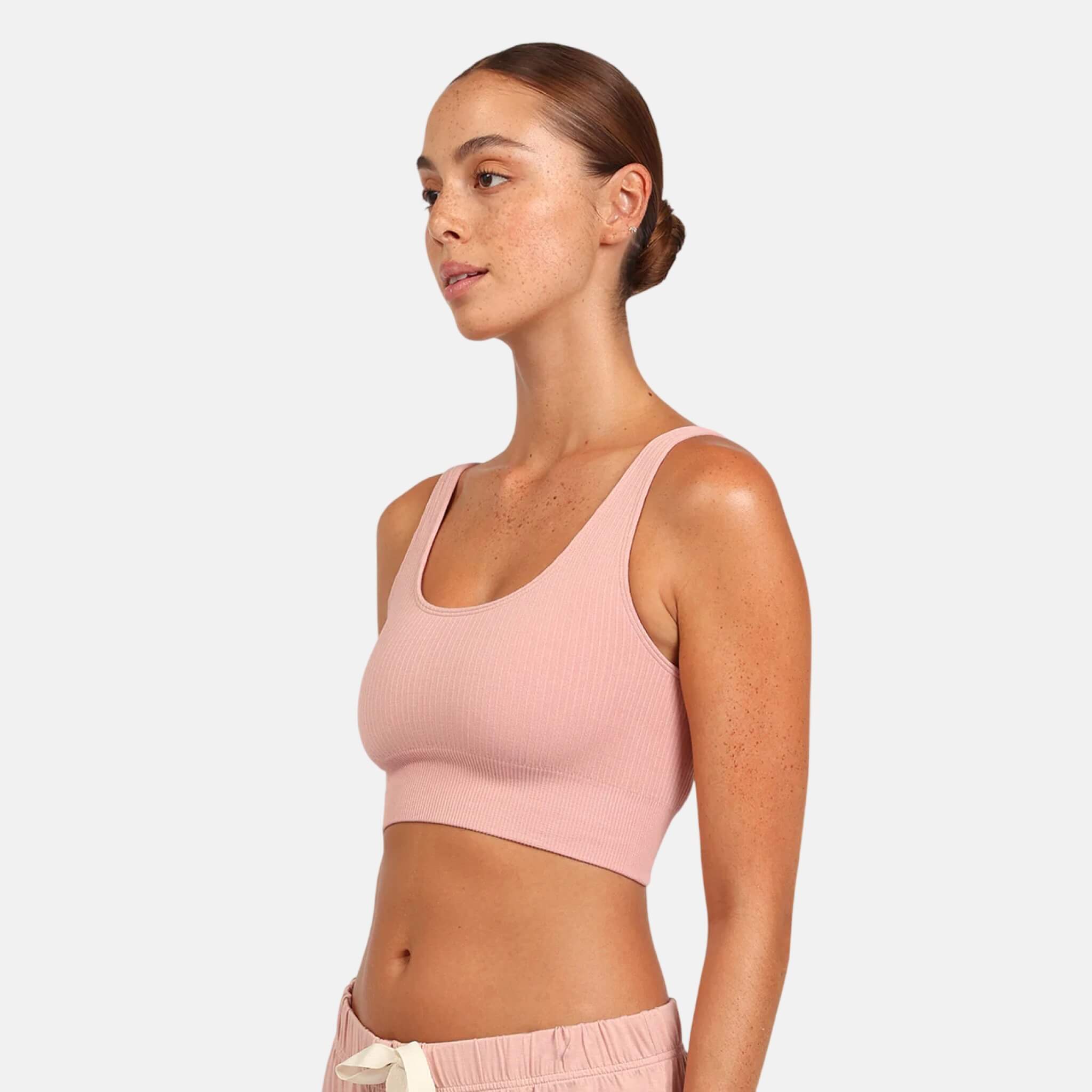 Růžová podprsenka Boody Ribbed Seamless Bra