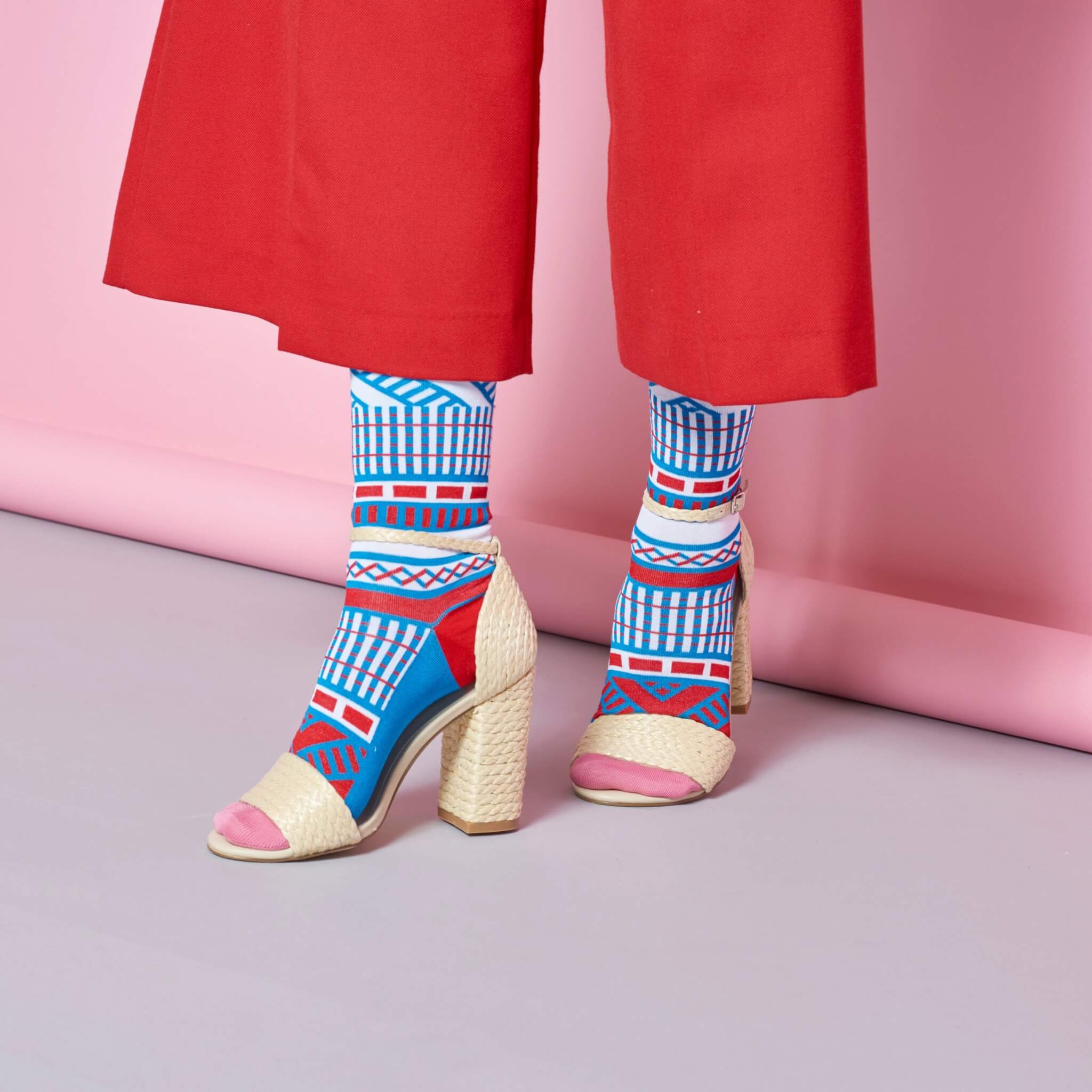 Dámské modro-bílé teplé ponožky Happy Socks Estelle  // kolekce Hysteria