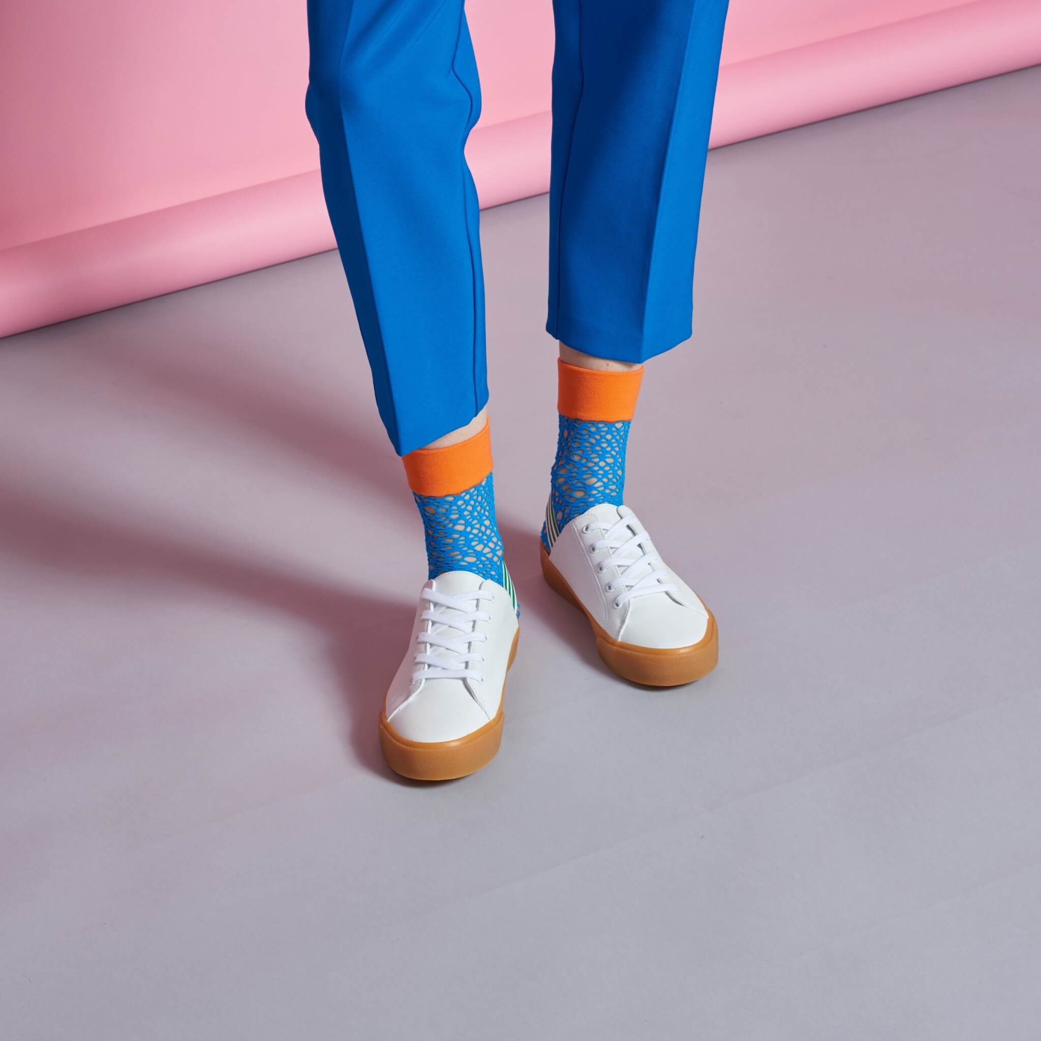 Dámské modré síťované ponožky Happy Socks Nina  // kolekce Hysteria