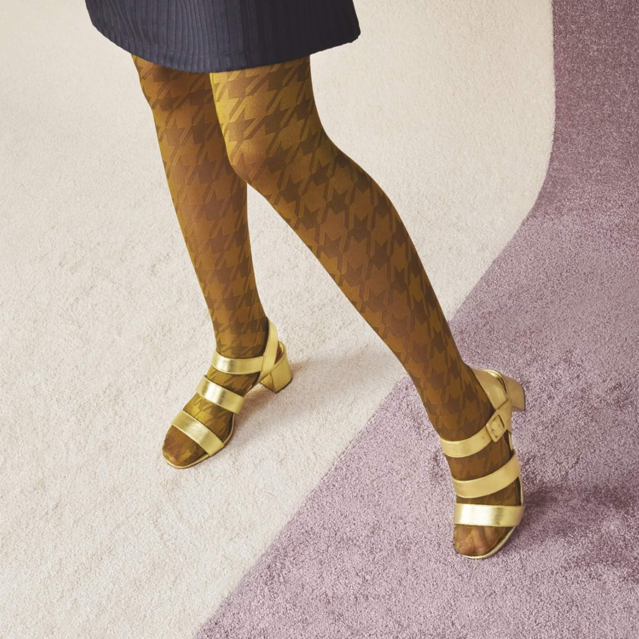 Dámské žluto-hnědé punčochy Happy Socks Sophia // kolekce Hysteria