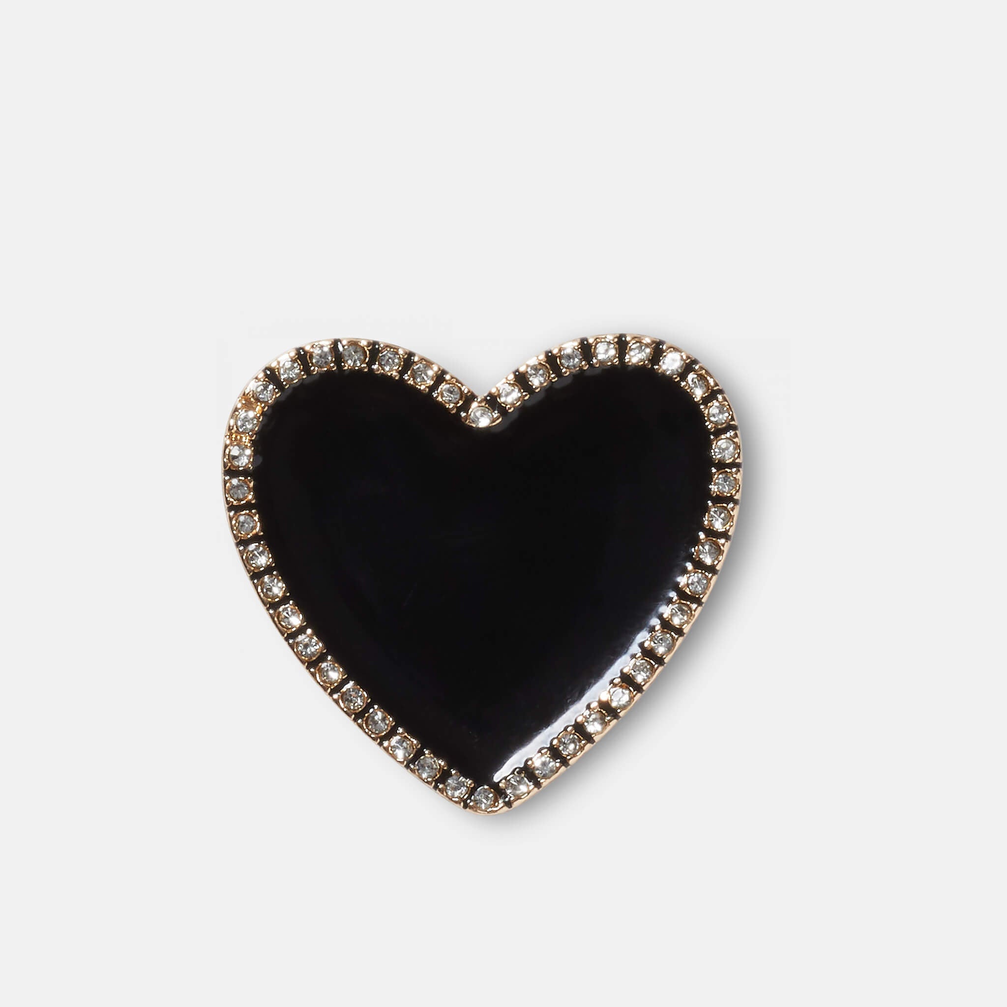 Odznáček Jibbitz - Black Heart with Gold Outline