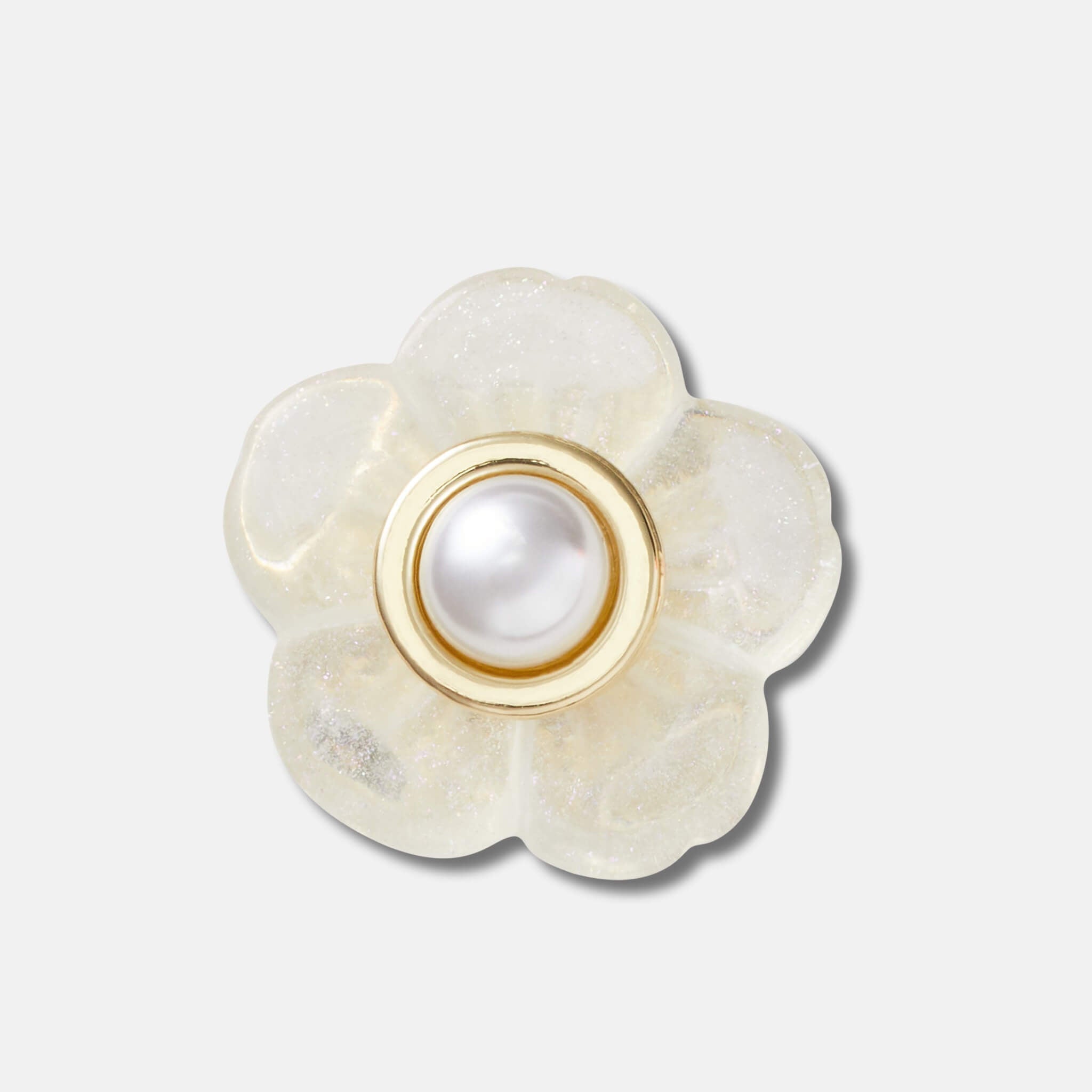 Odznáček Jibbitz – Gold and Silver Pearl Flower
