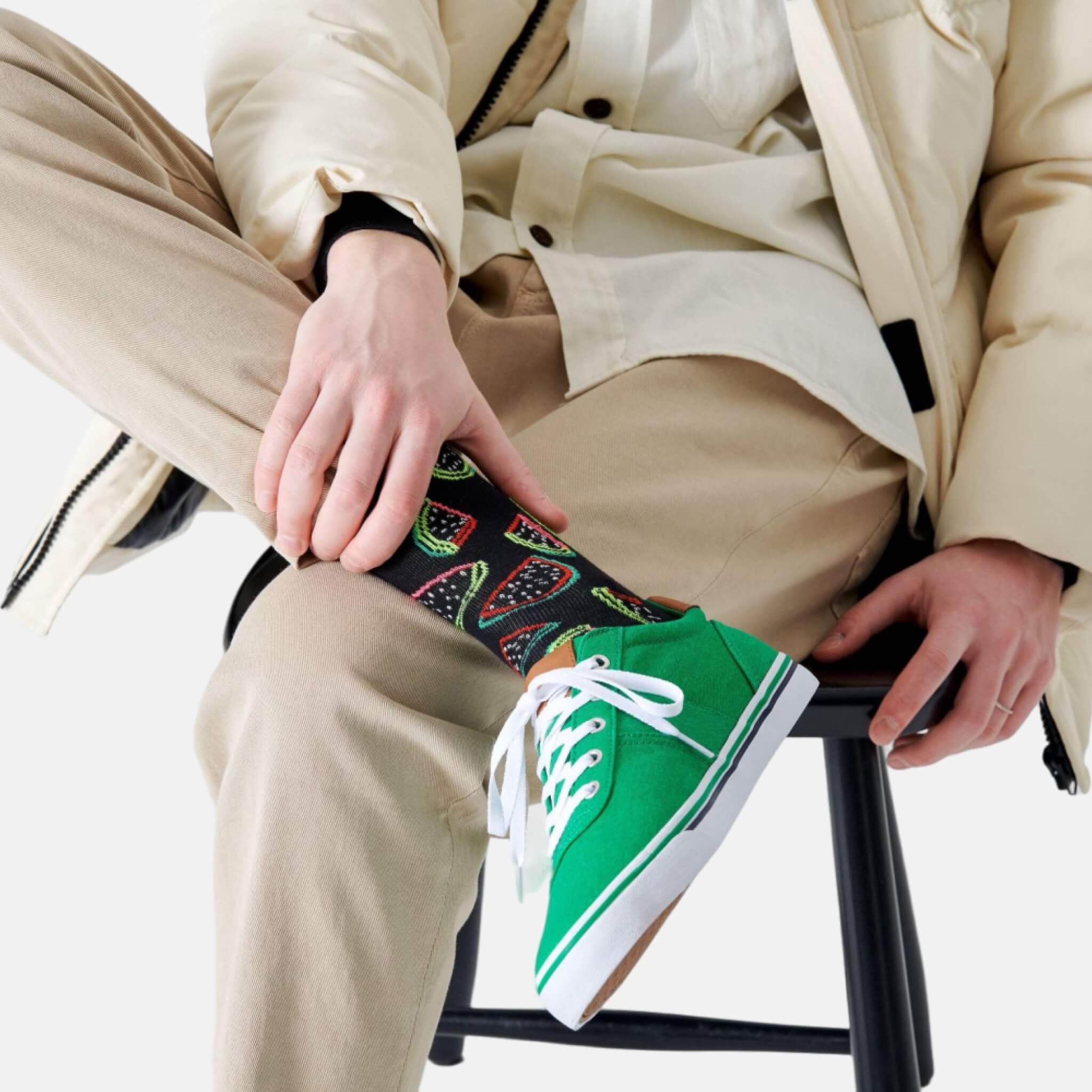 Černé ponožky Happy Socks s melouny, vzor Watermelon