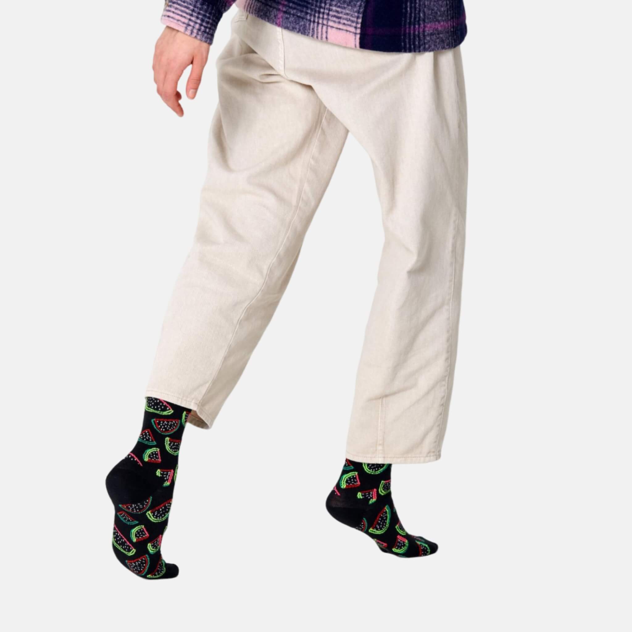 Černé ponožky Happy Socks s melouny, vzor Watermelon