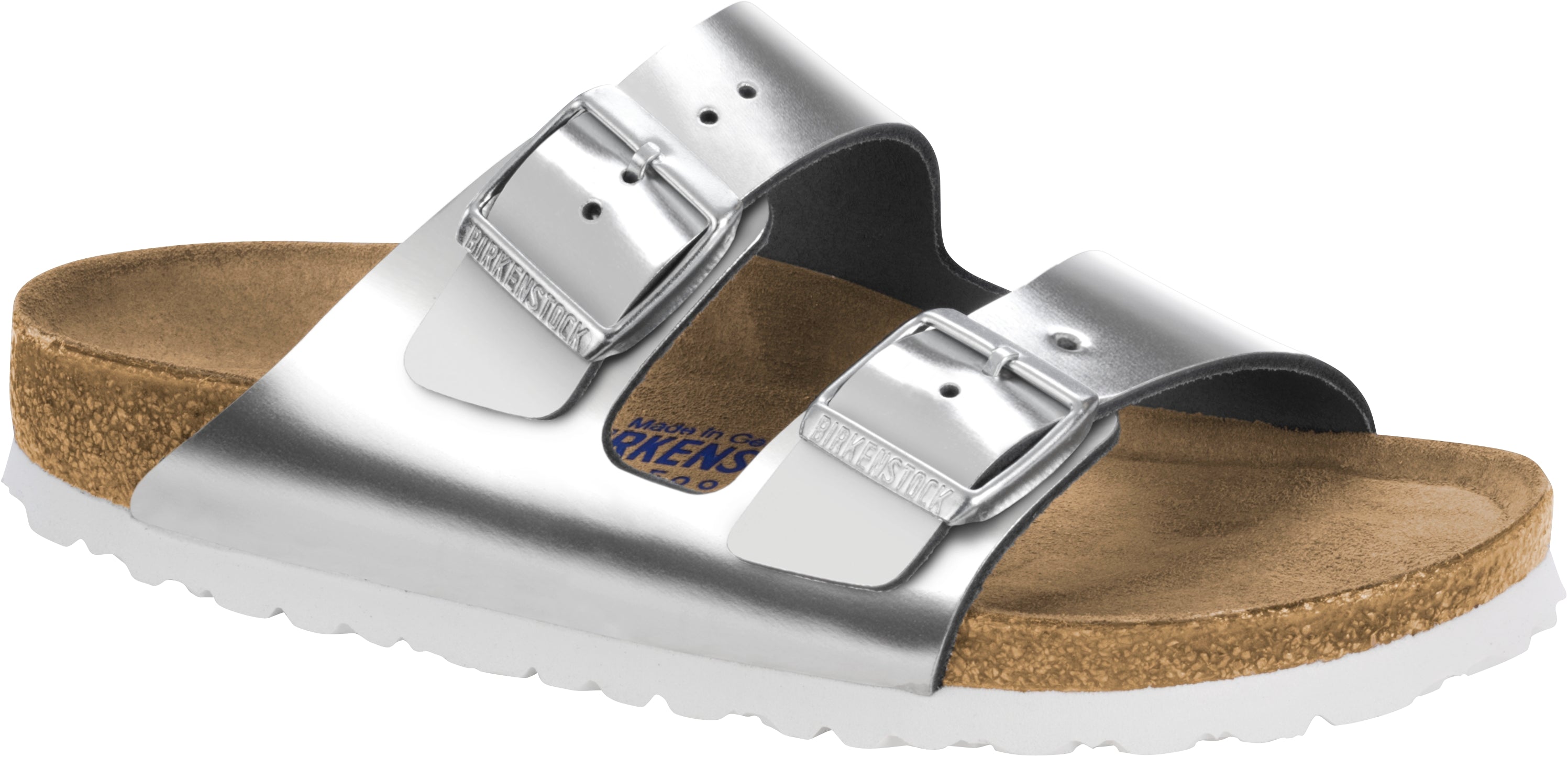 Stříbrné pantofle Birkenstock Arizona Leather