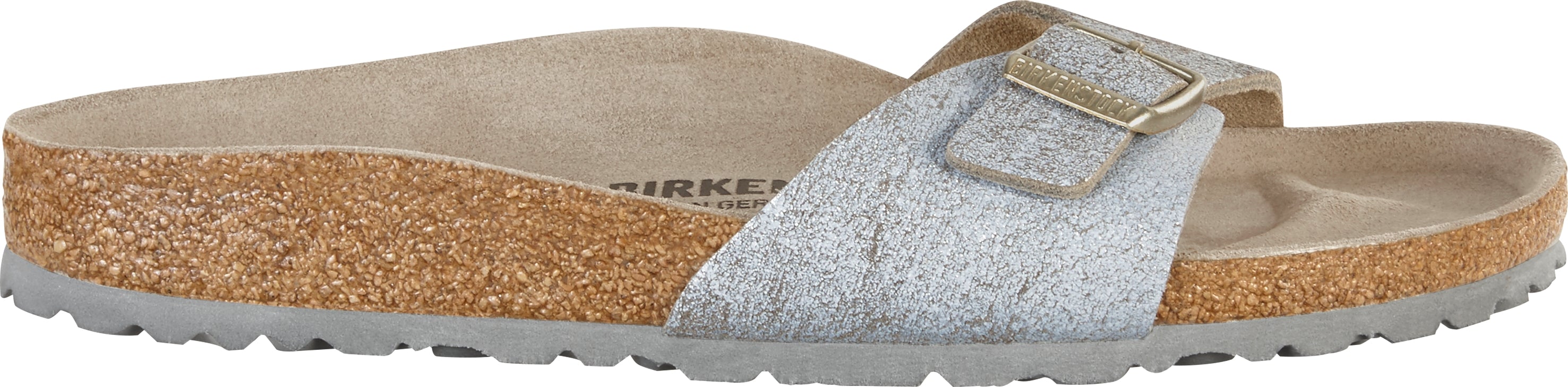 Stříbrné pantofle Birkenstock Madrid Washed Suede