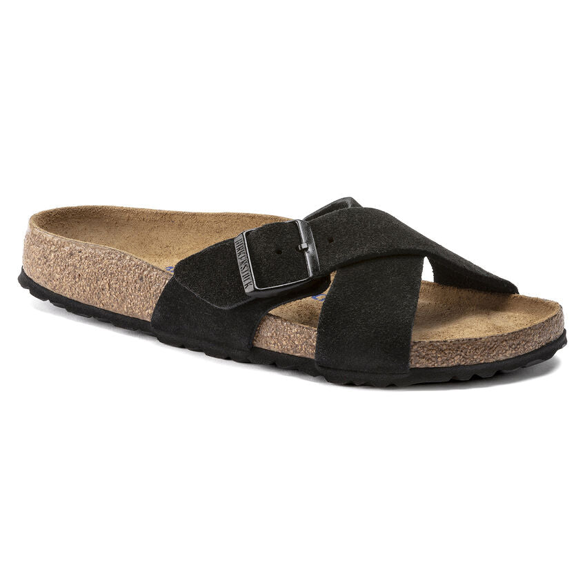 Černé pantofle Birkenstock Siena Soft Footbed Suede