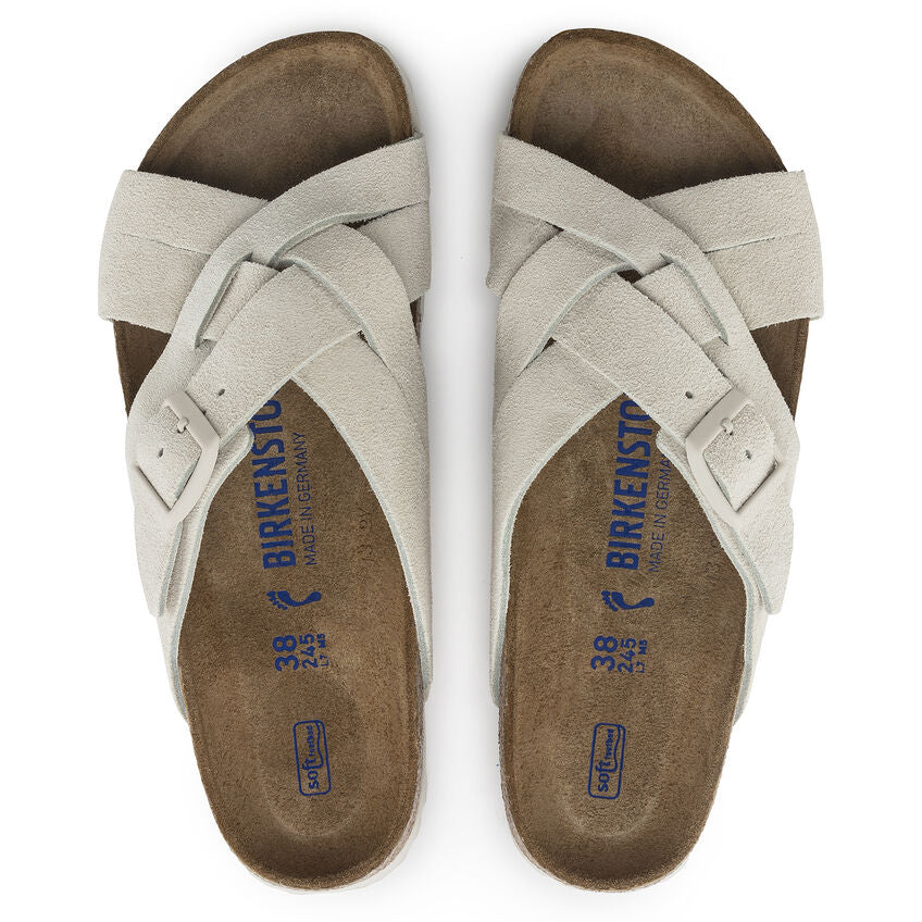Bílé pantofle Birkenstock Lugano SFB Suede Leather