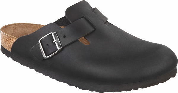 Černé pantofle Birkenstock Boston SFB Waxy Leather