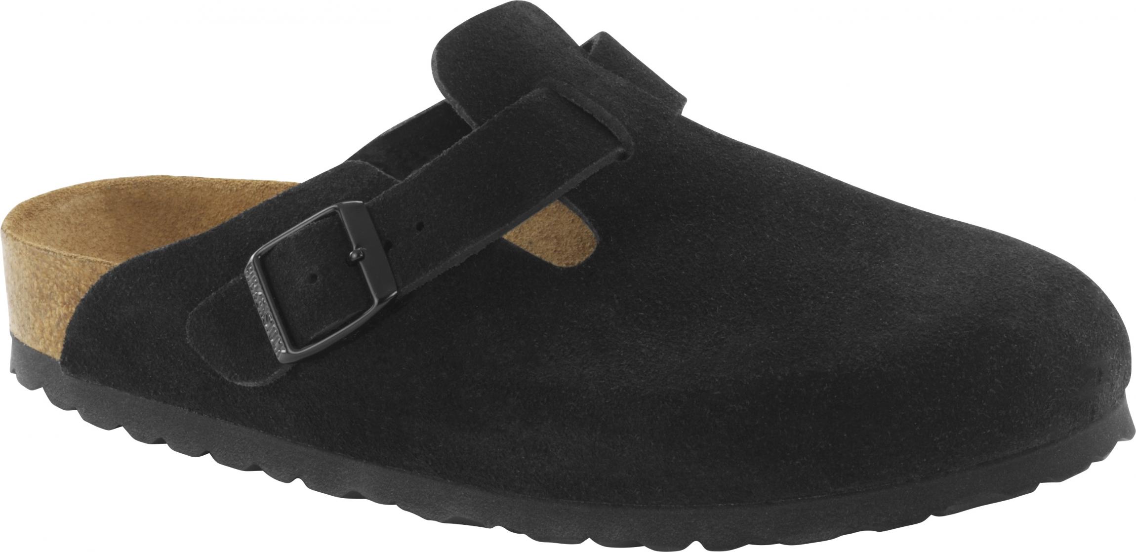 Černé pantofle Birkenstock Boston SFB Suede Leather