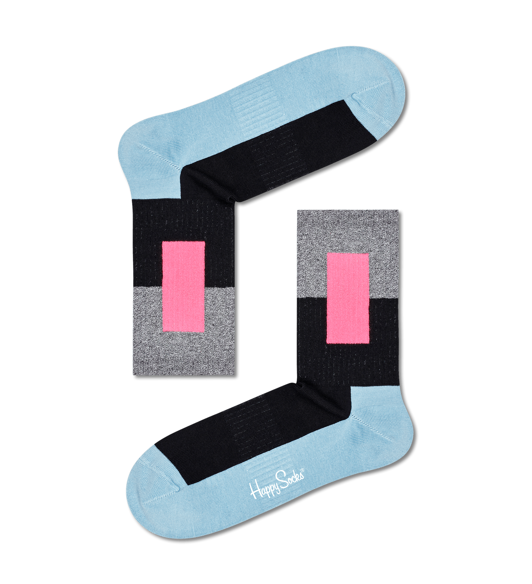 Modro-černé ponožky Happy Socks, vzor Blocked // KOLEKCE ATHLETIC
