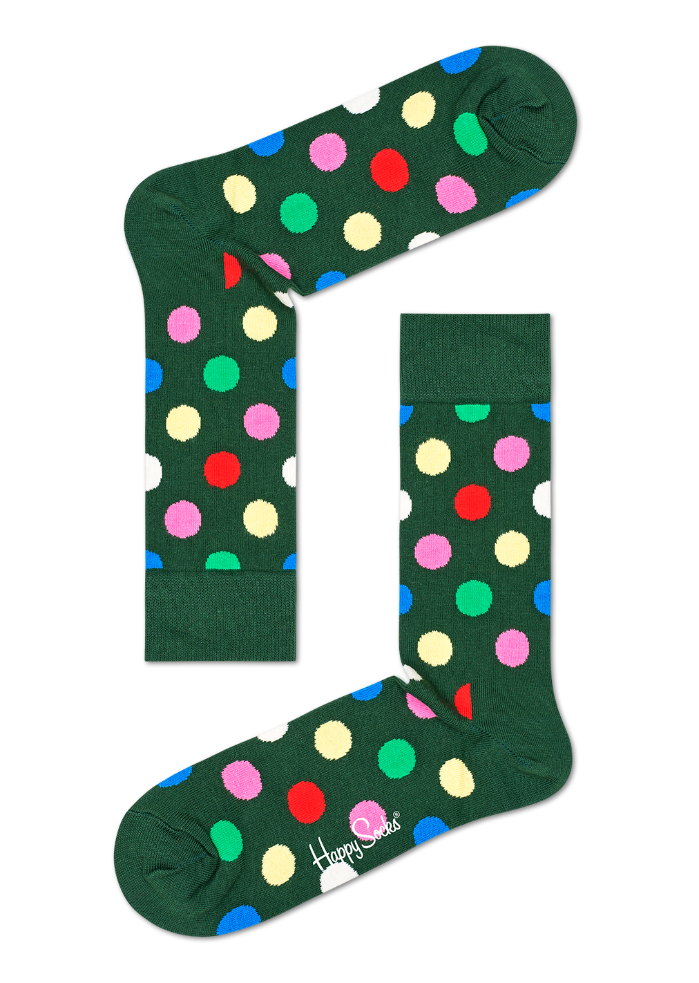 Zelené ponožky Happy Socks s barevnými puntíky, vzor Big Dot