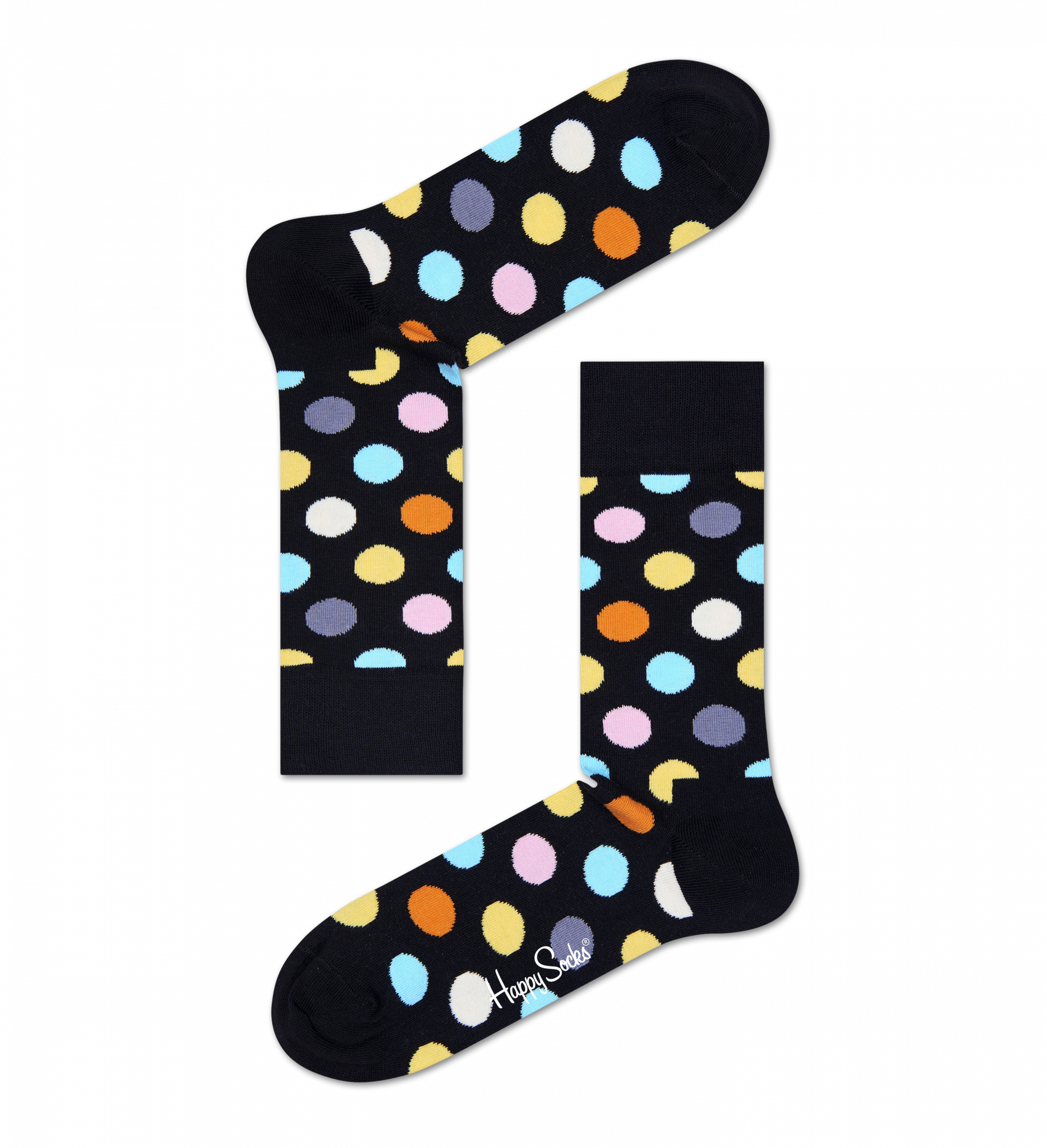 Černé ponožky Happy Socks s puntíky, vzor Big Dot