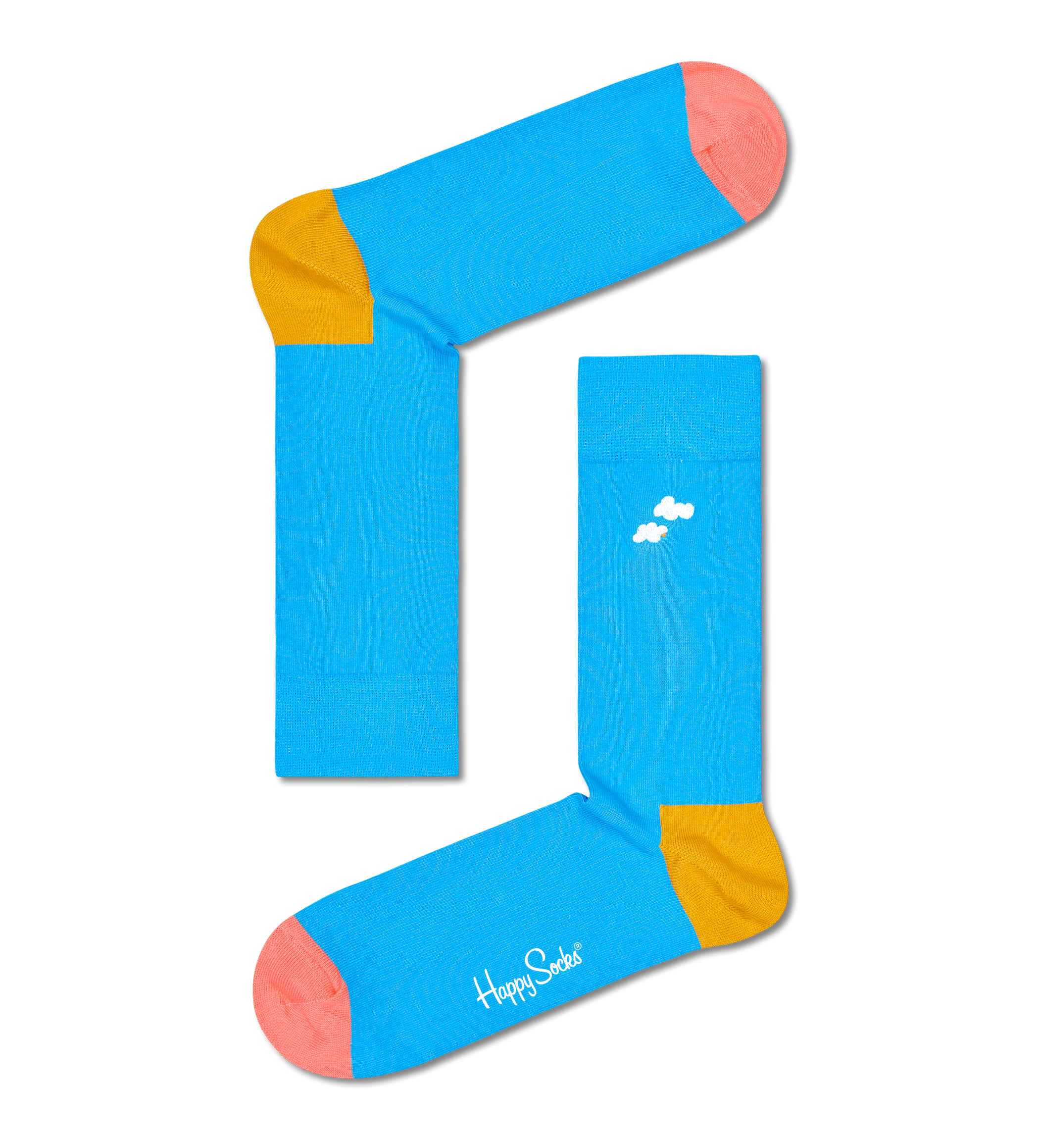 Modré ponožky Happy Socks s vyšitým mrakem, vzor Cloudy