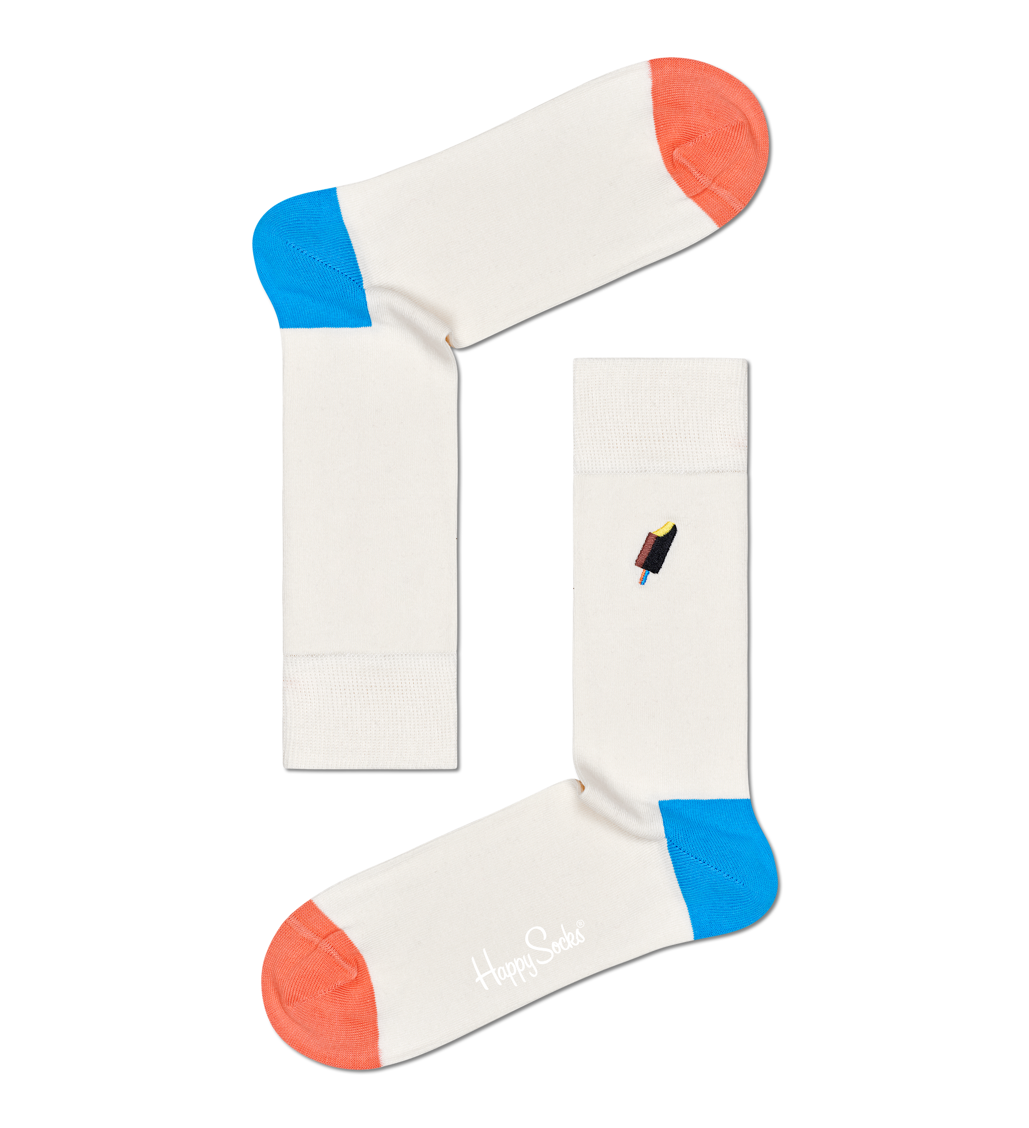 Bílé ponožky Happy Socks s vyšitým nanukem, vzor Ice Cream