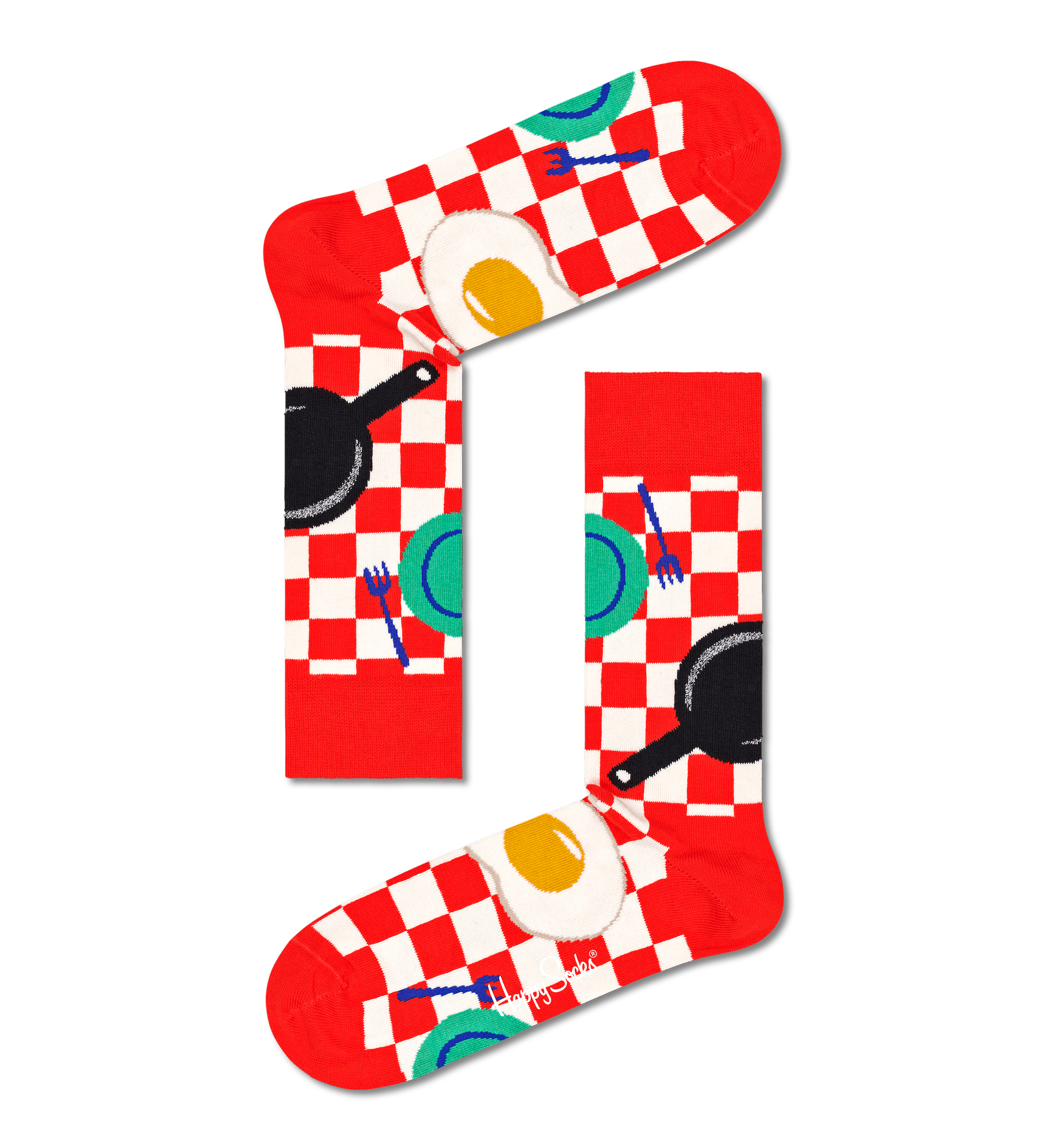 Červeno-bílé ponožky Happy Socks s vajíčkem, vzor Early Bird