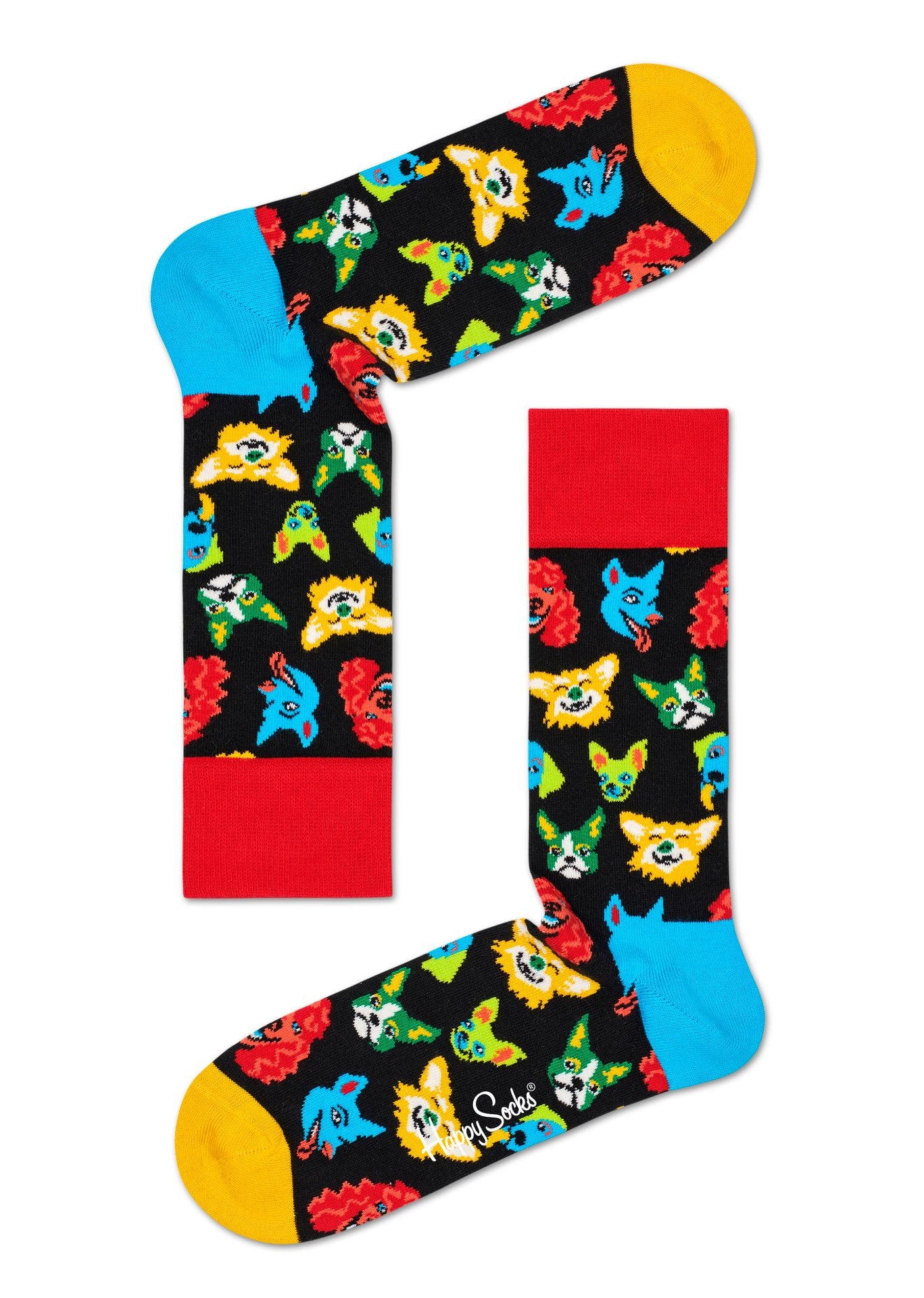 Černé ponožky Happy Socks s barevnými psy, vzor Funny Dog