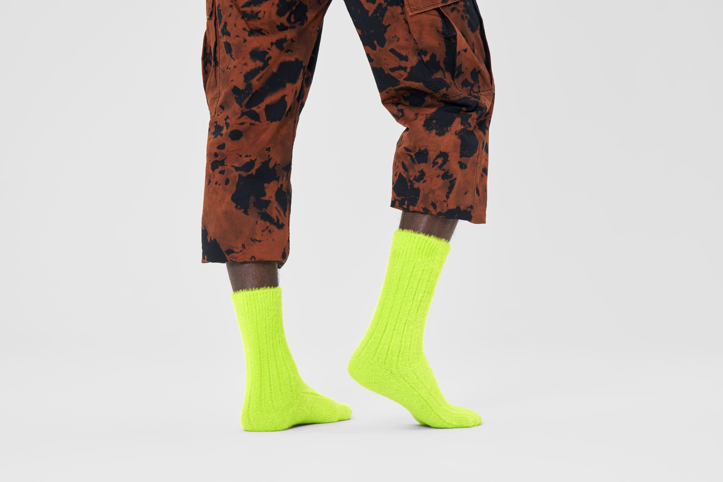 Zelené huňaté ponožky Happy Socks
