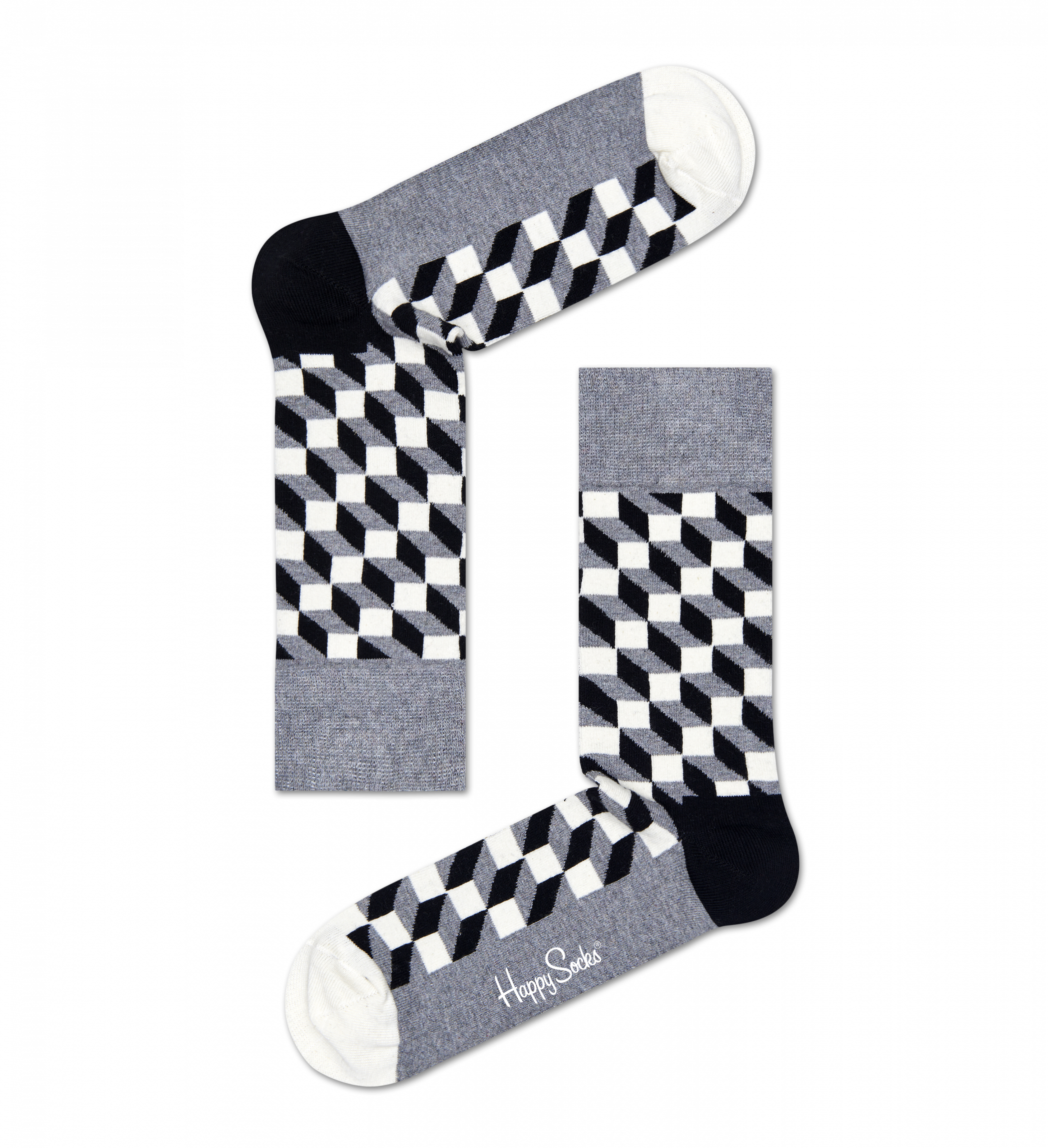 Černobílé ponožky Happy Socks se vzorem Filled Optic