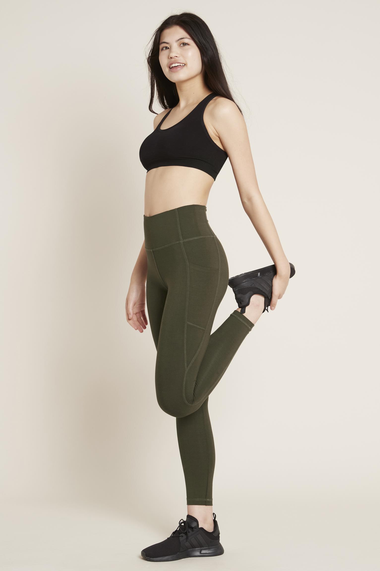 Dámské tmavě zelené legíny Boody Motivate Full-Length High-Waist Leggins