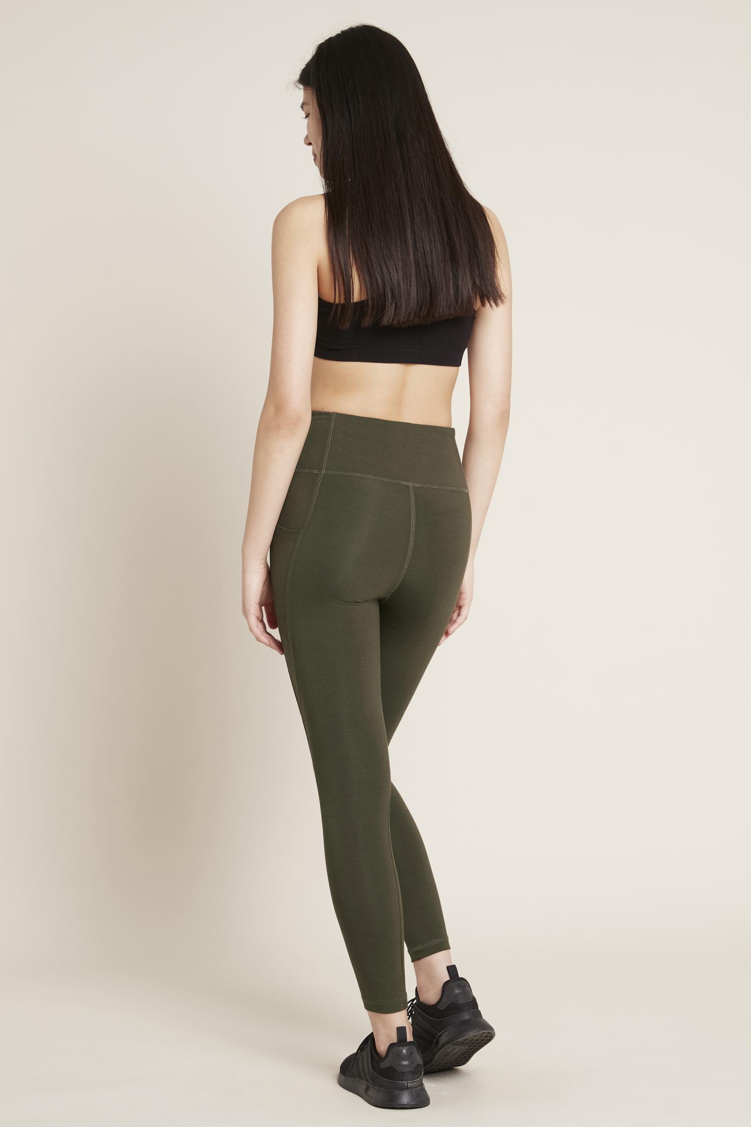 Dámské tmavě zelené legíny Boody Motivate Full-Length High-Waist Leggins