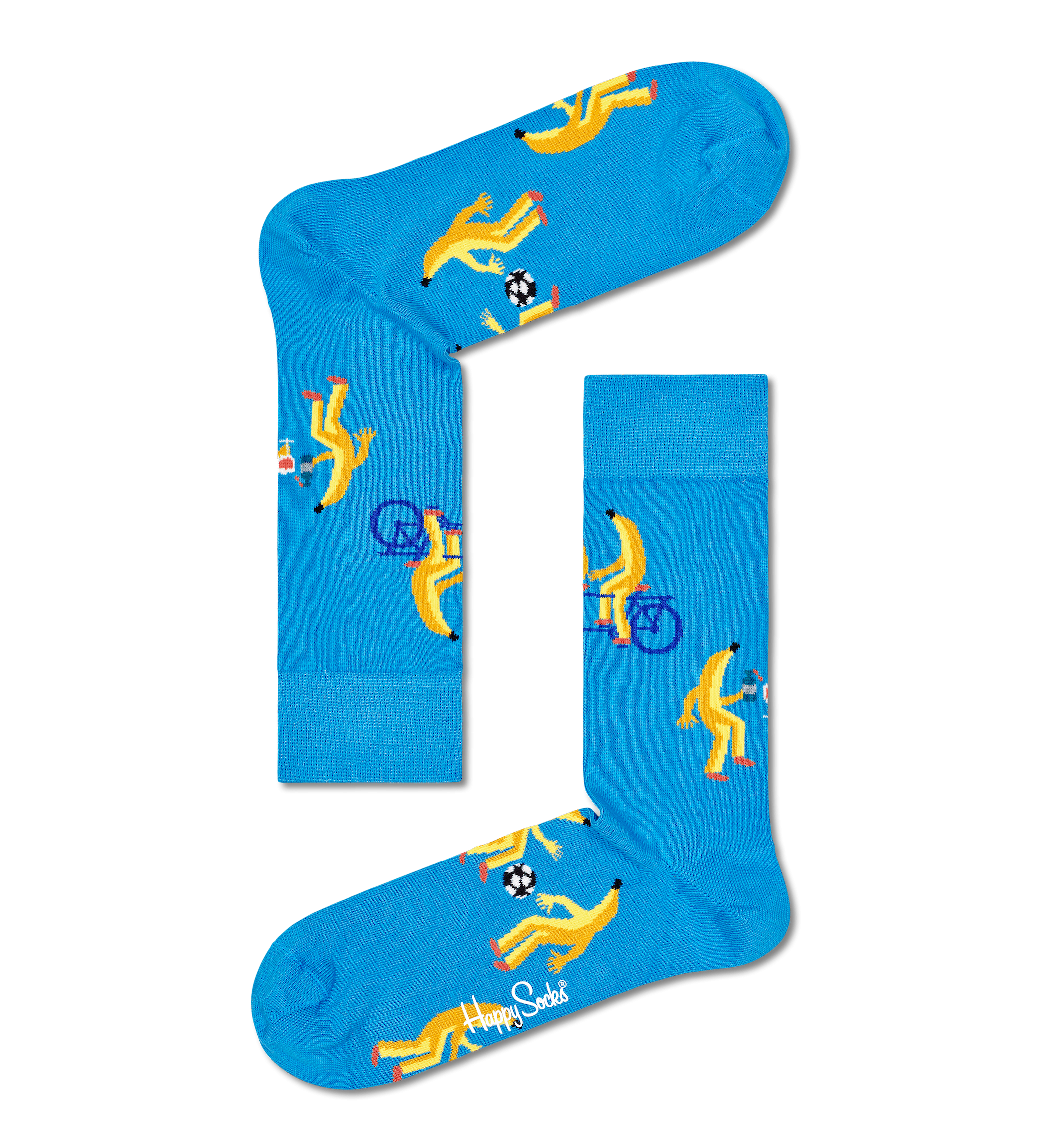 Modré ponožky Happy Socks s banány, vzor Going Bananas