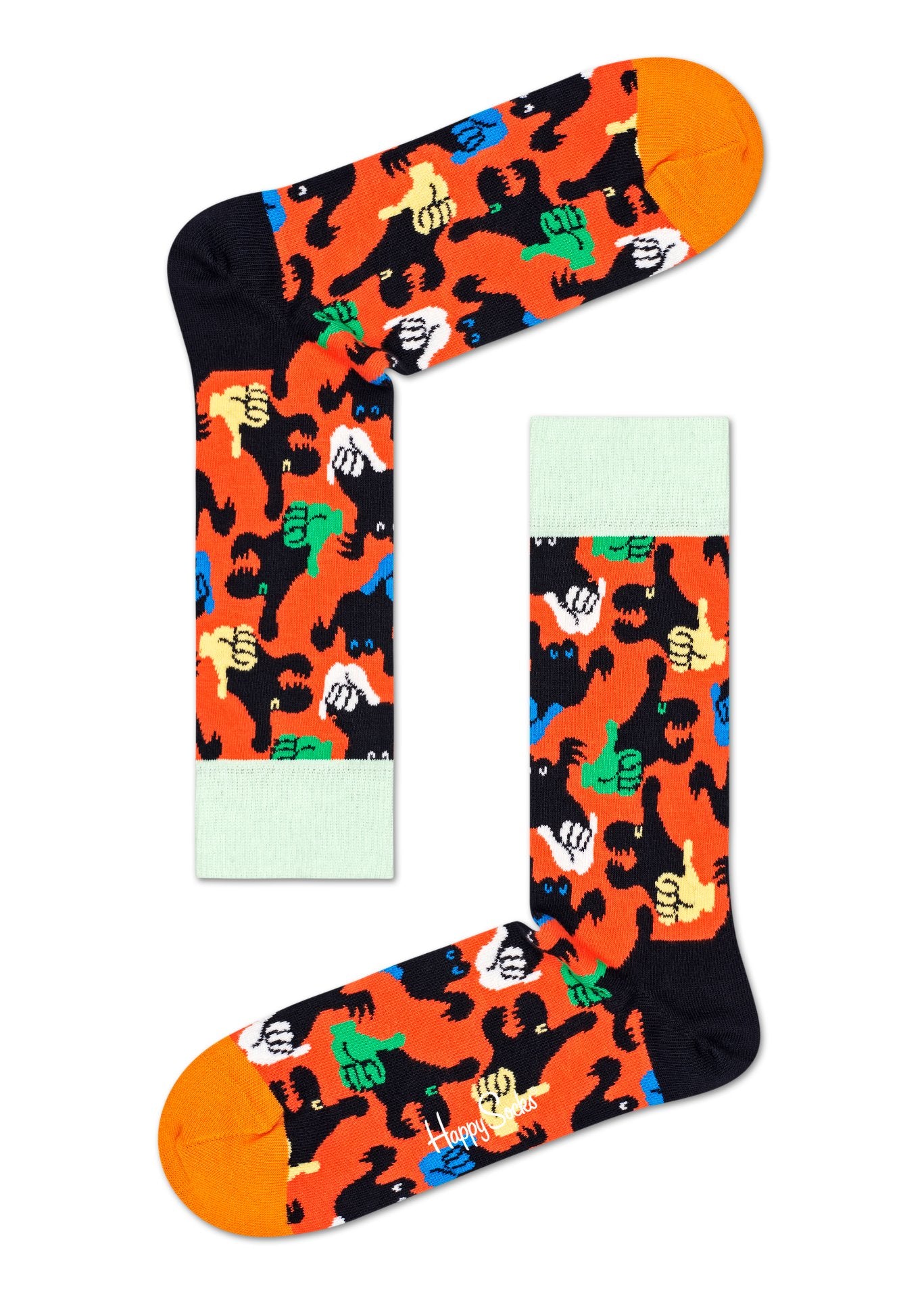 Oranžové ponožky Happy Socks s palci a stíny, vzor Shadow