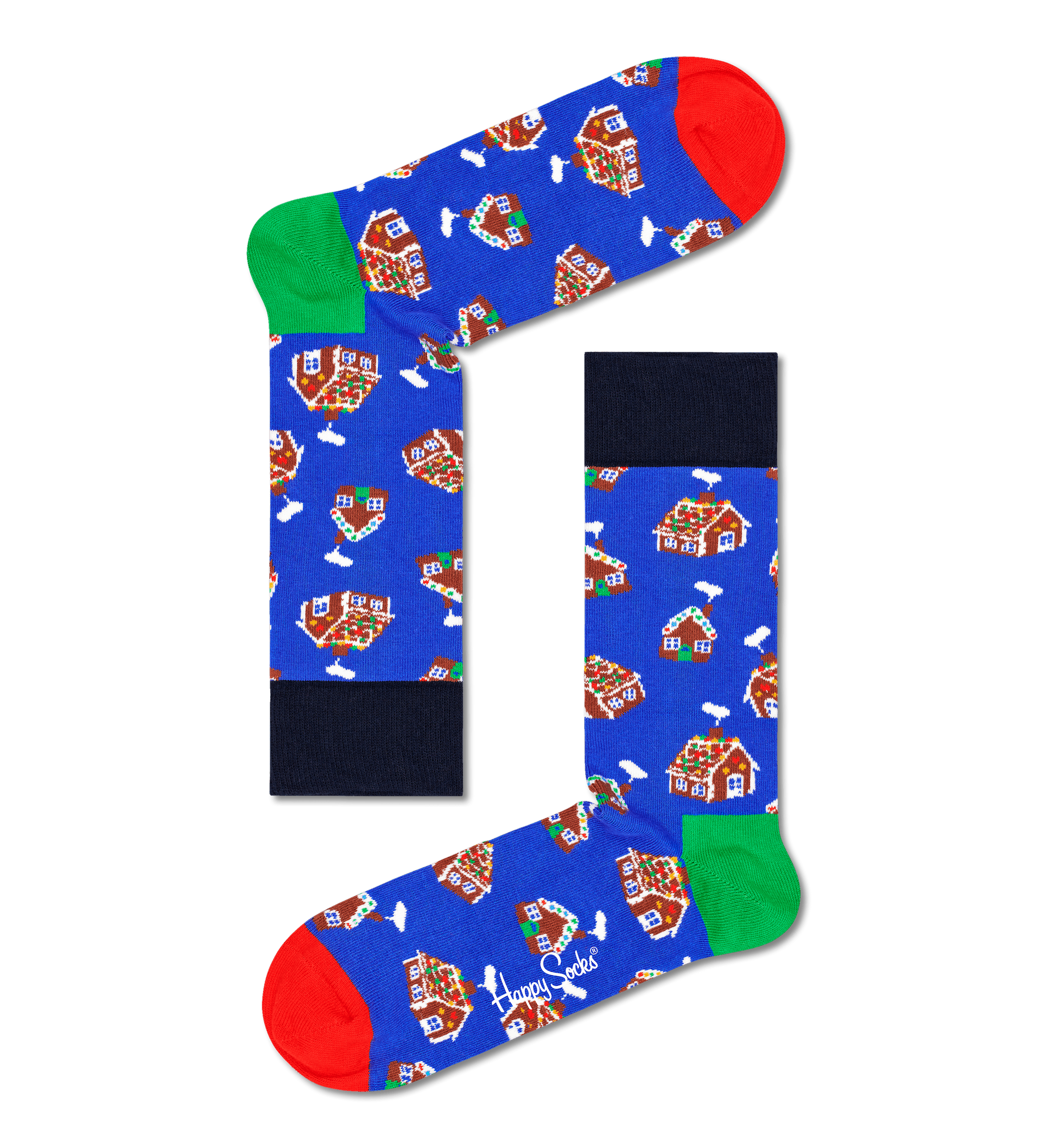 Modré ponožky Happy Socks s perníkovou chaloupkou, vzor Gingerbread House
