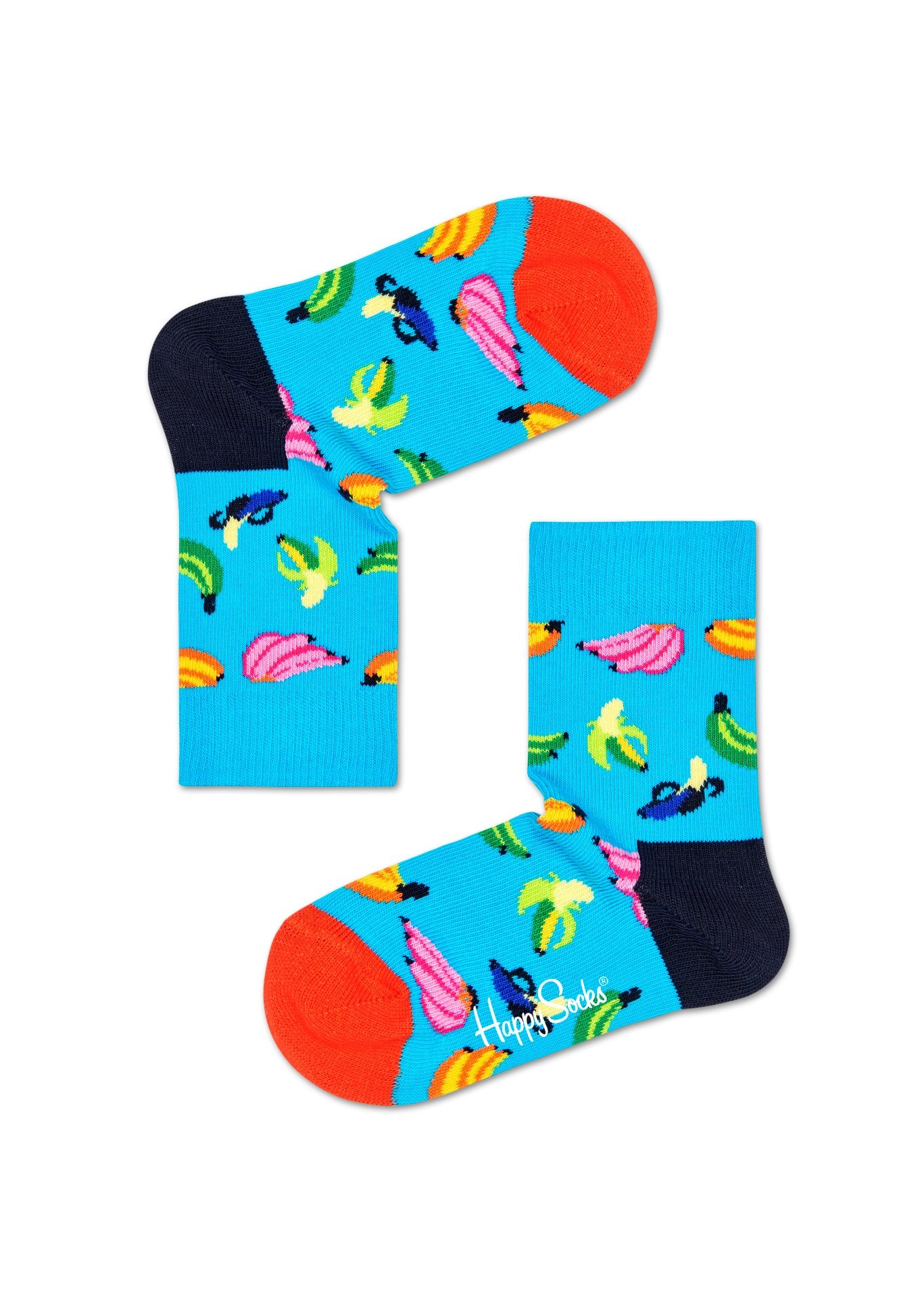 Dětské modré ponožky Happy Socks s banány, vzor Banana