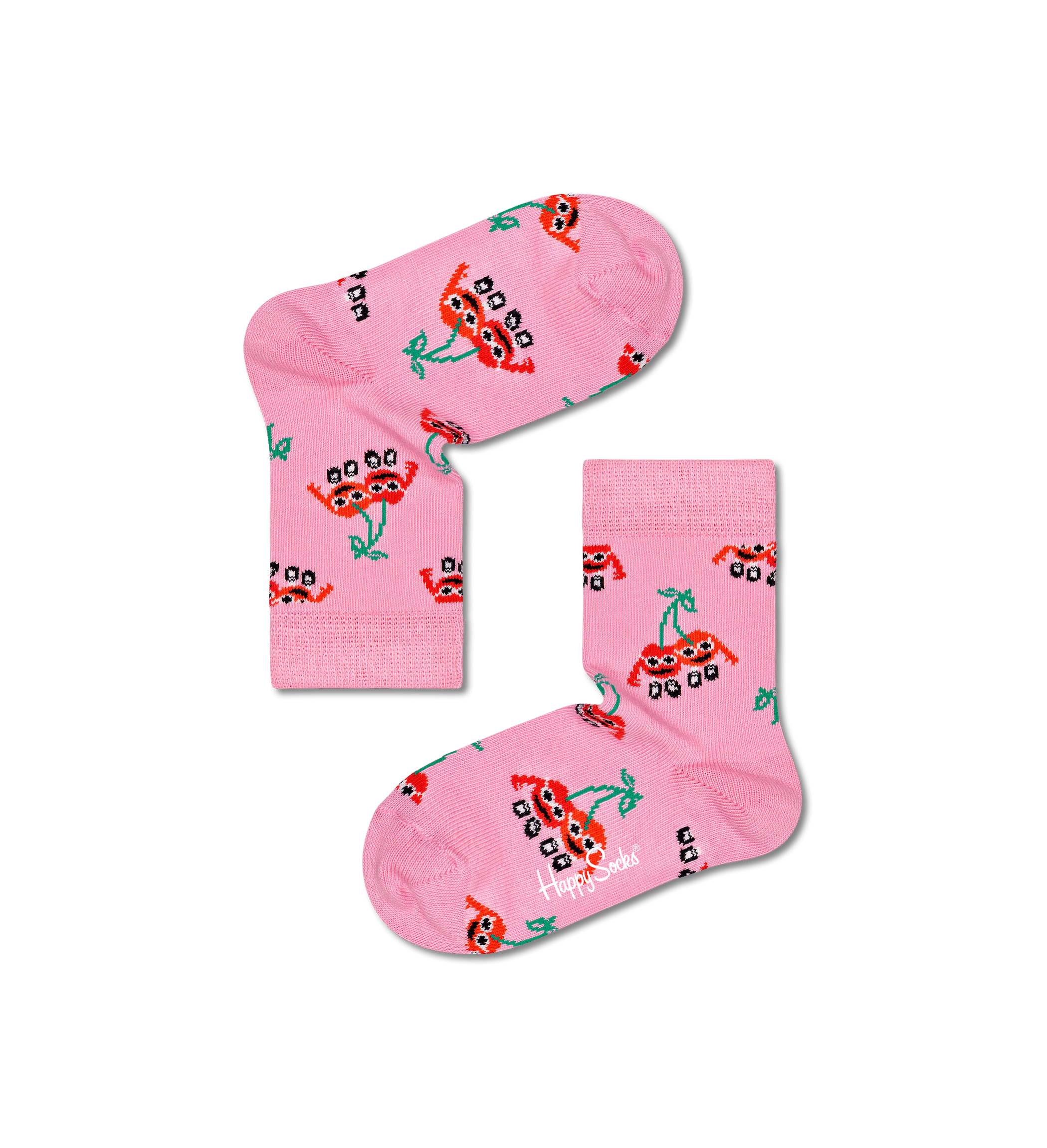 Dětské růžové ponožky Happy Socks s třešněmi, vzor Cherry Mates