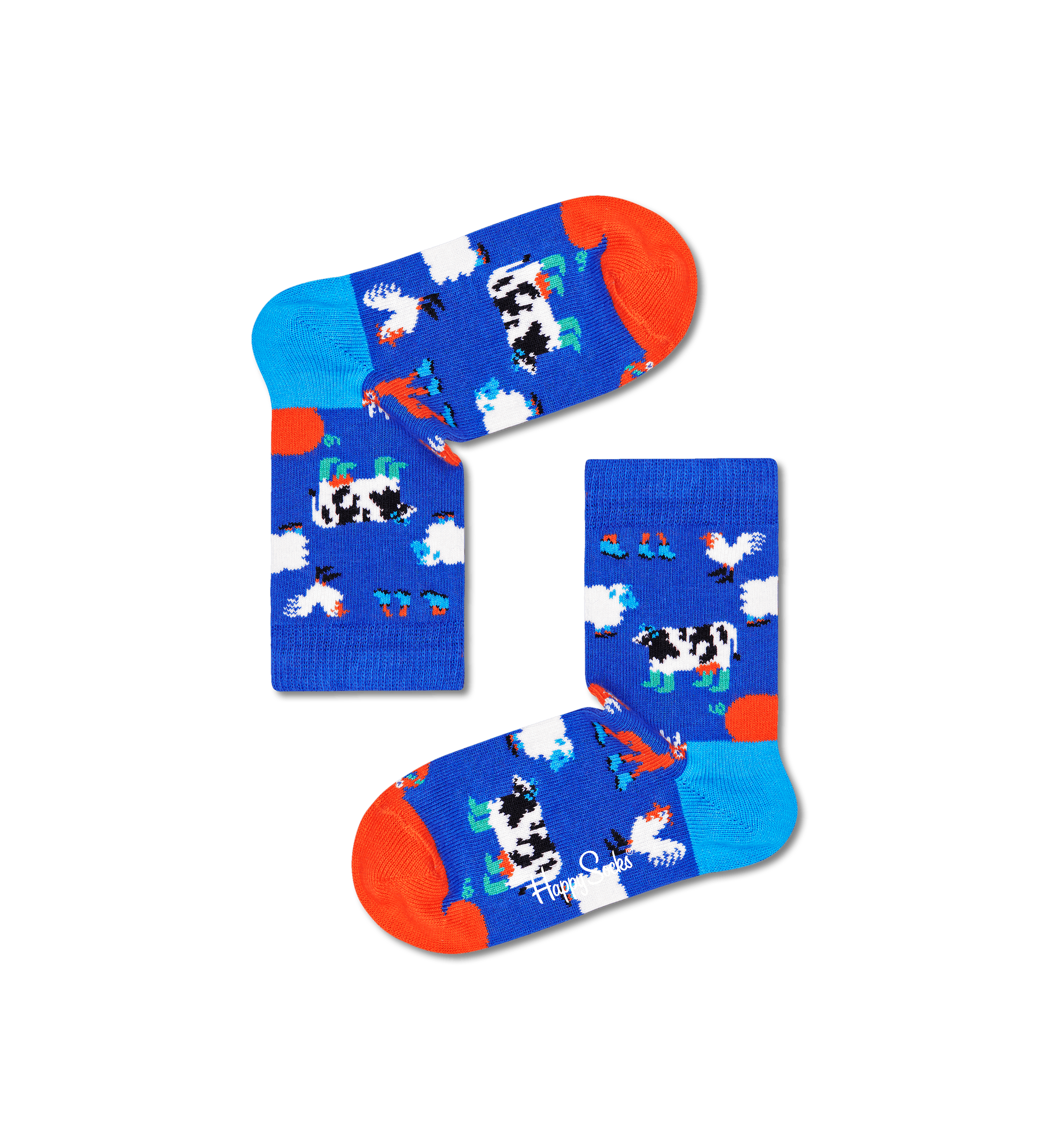 Dětské modré ponožky Happy Socks, vzor Farmcrew