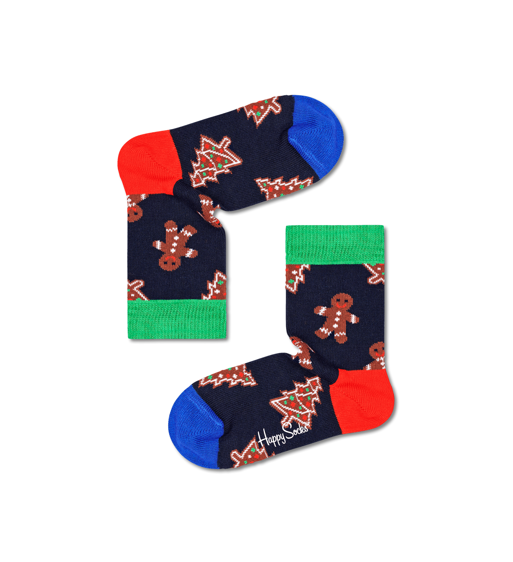 Dětské modré ponožky Happy Socks s vánočními perníčky, vzor Gingerbread Cookies