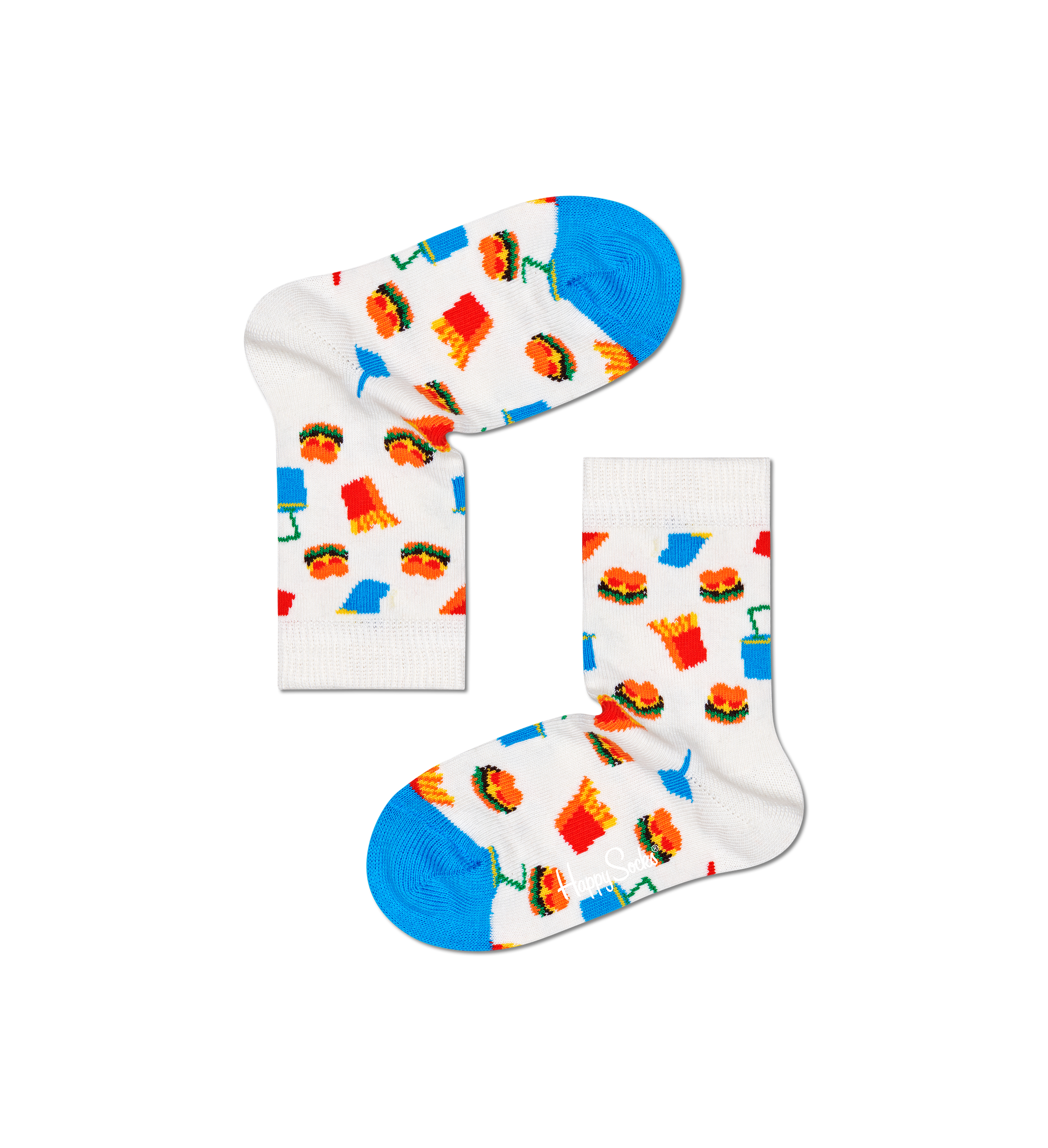 Dětské bílé ponožky Happy Socks, vzor Hamburger