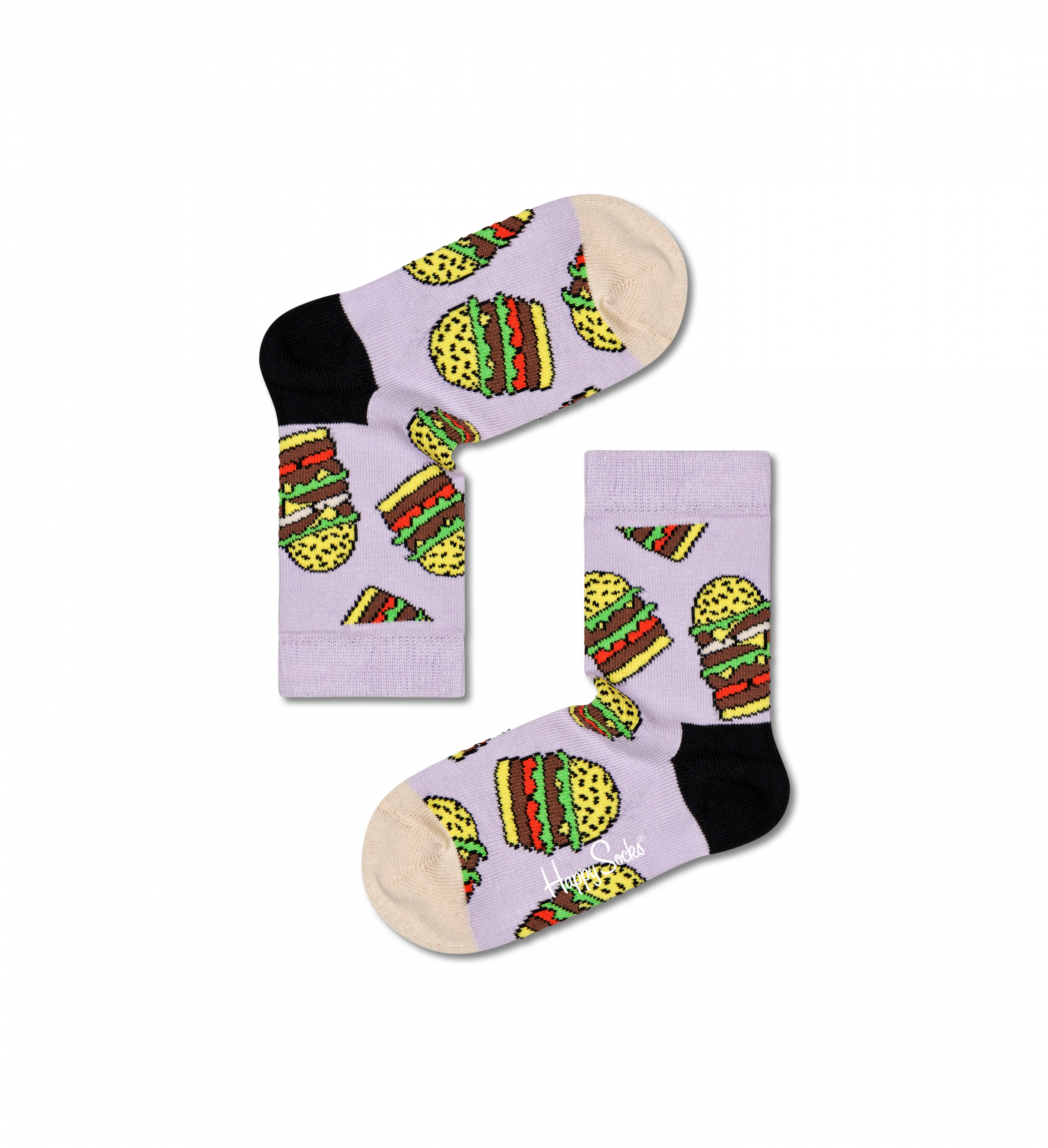 Dětské fialové ponožky Happy Socks, vzor Hamburger