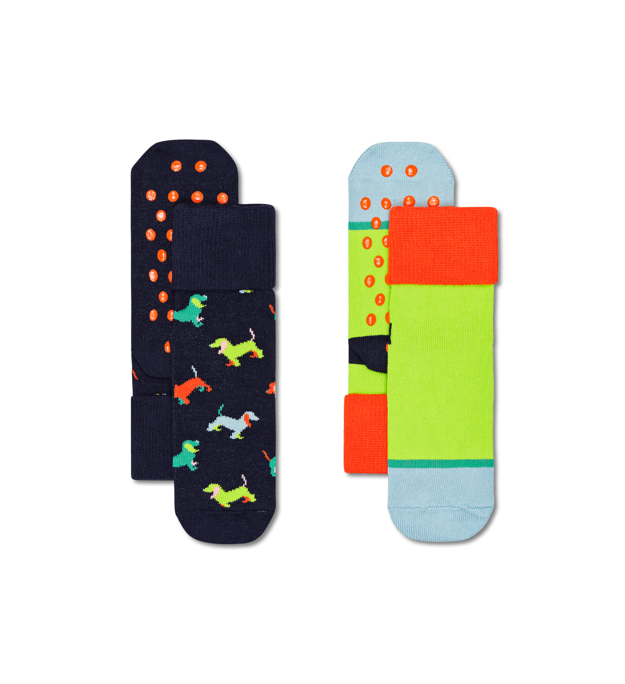 Dětské protiskluzové ponožky Happy Socks, vzor Puppy Love - 2 páry