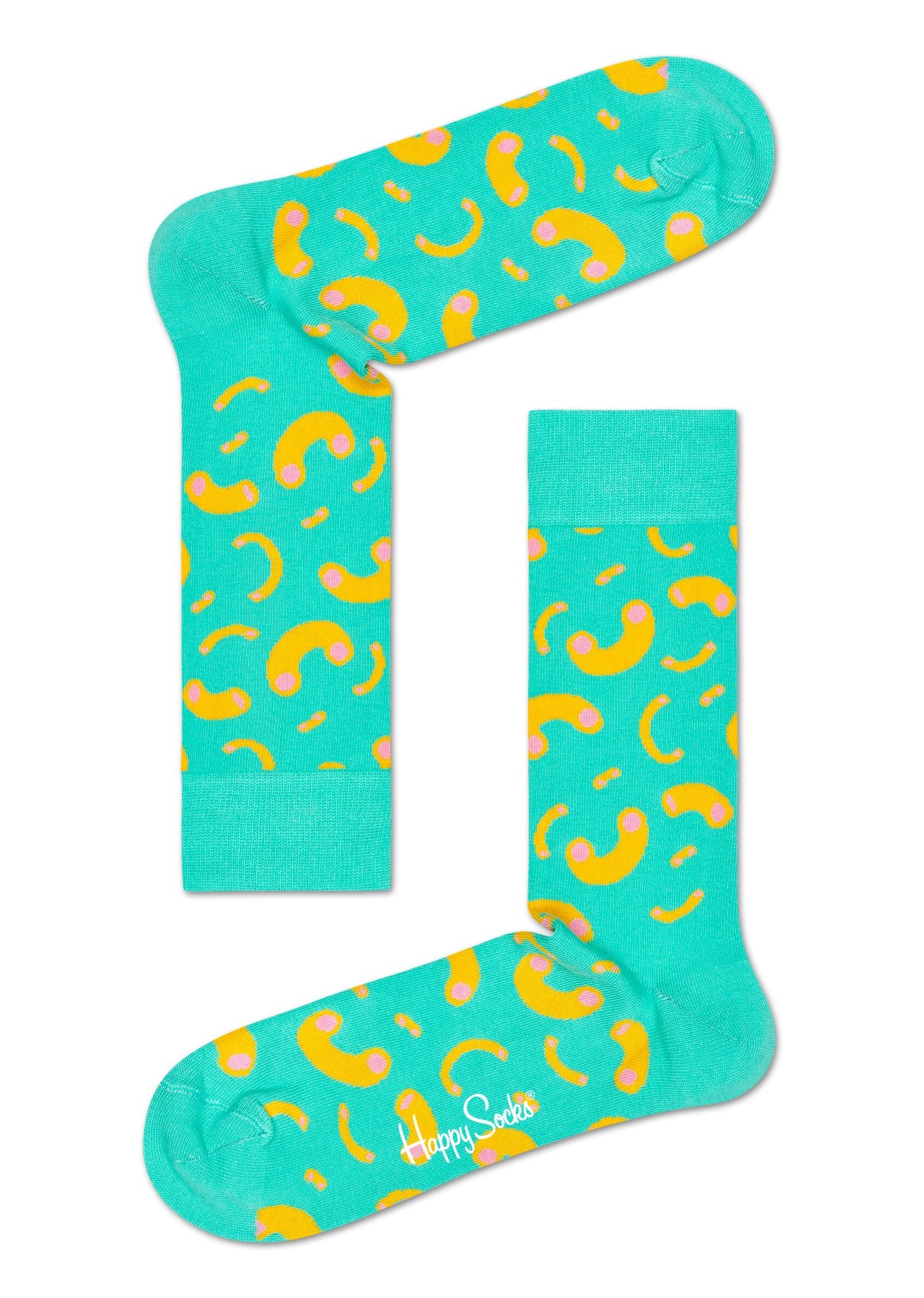 Tyrkysové ponožky Happy Socks s makarony, vzor Macaroni