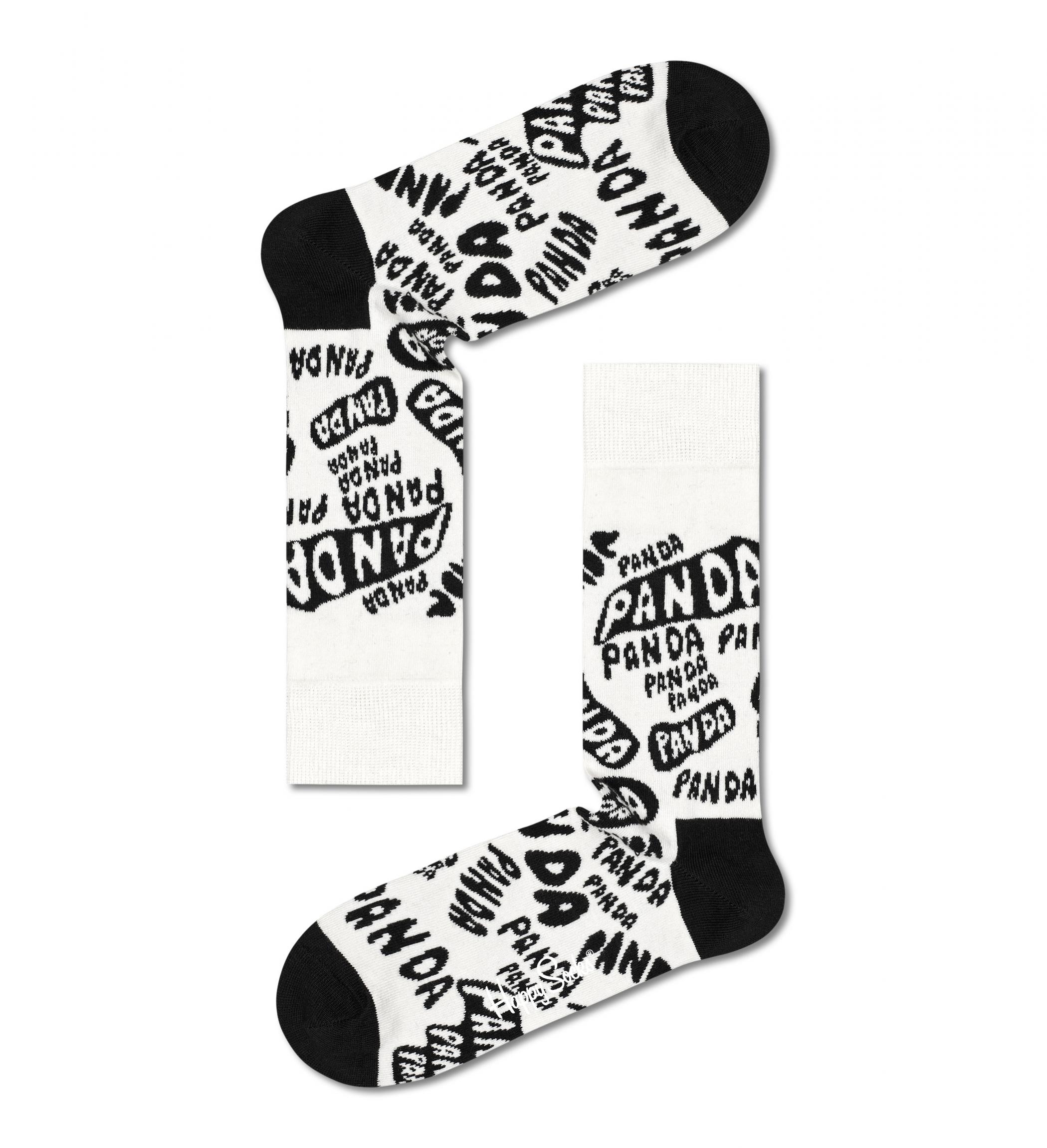 Černobílé ponožky Happy Socks x WWF, vzor Panda - Panda - Panda