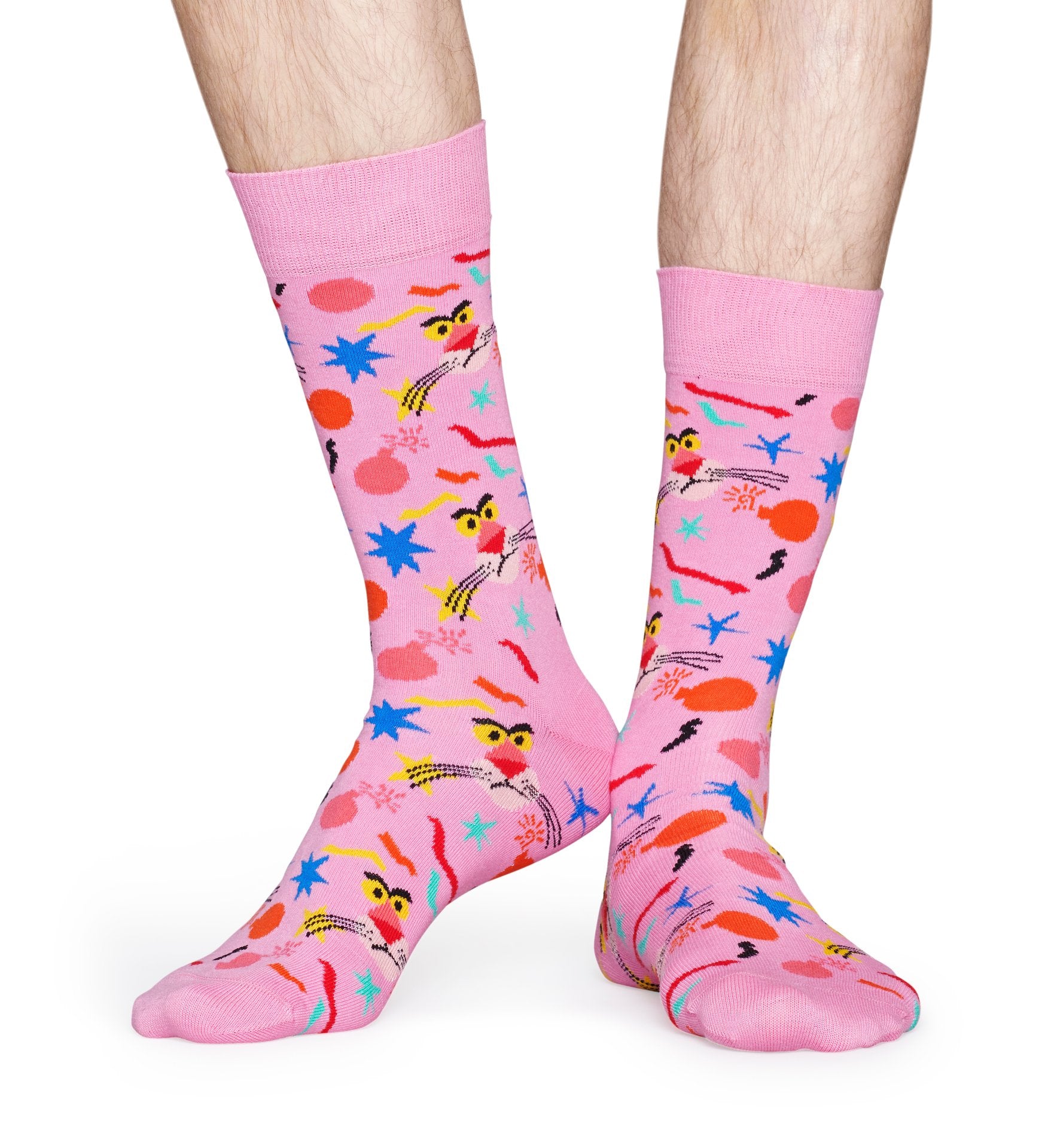 Růžové ponožky z kolekce Happy Socks x Pink Panther, vzor Bomb Voyage