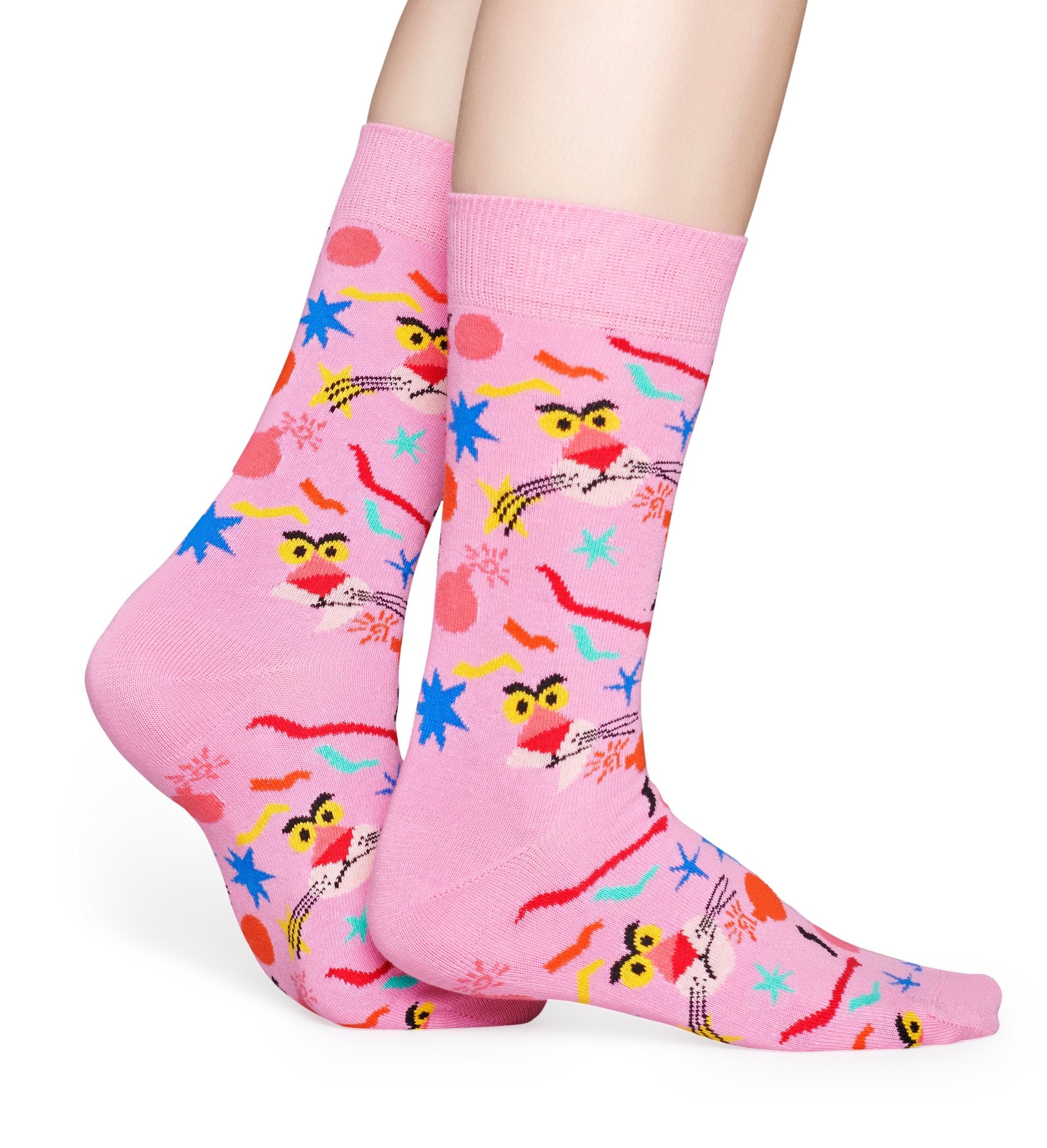 Růžové ponožky z kolekce Happy Socks x Pink Panther, vzor Bomb Voyage