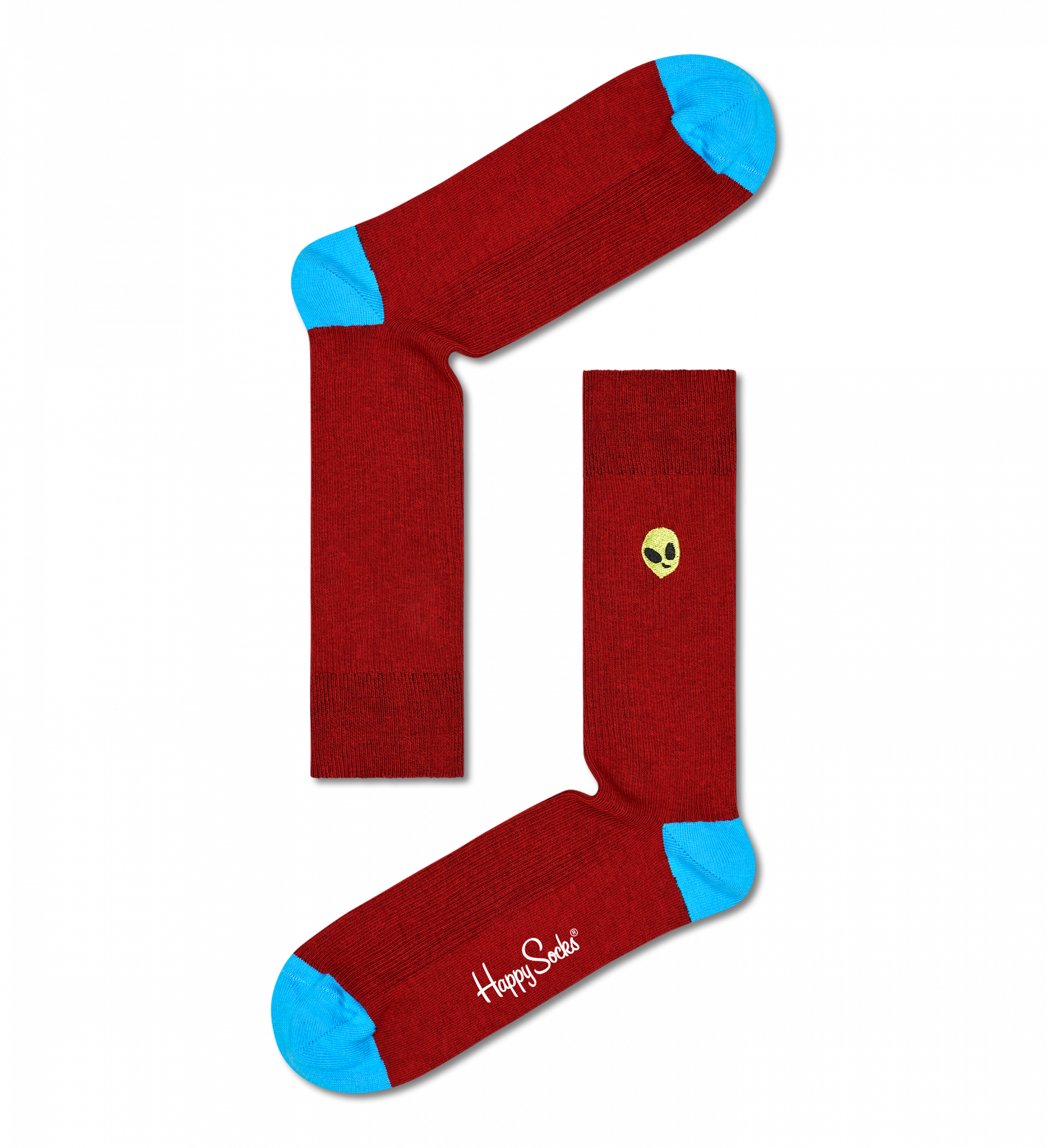 Vínové ponožky Happy Socks s vyšitým mimozemšťanem, vzor Alien