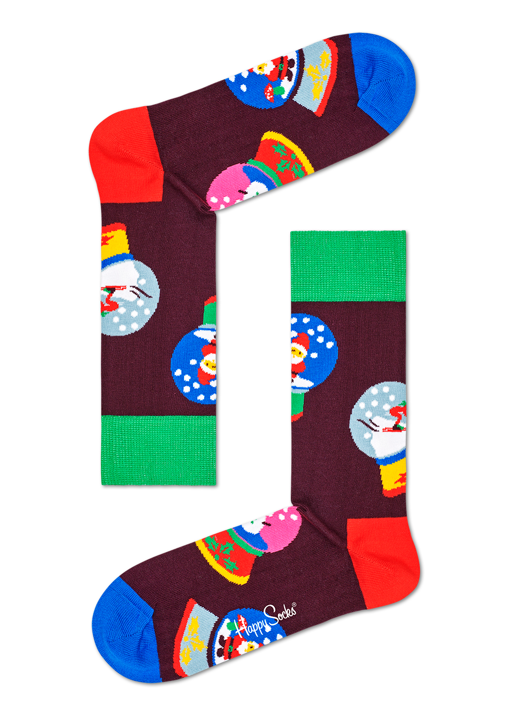 Hnědé ponožky Happy Socks s těžítky, vzor Snow Globe