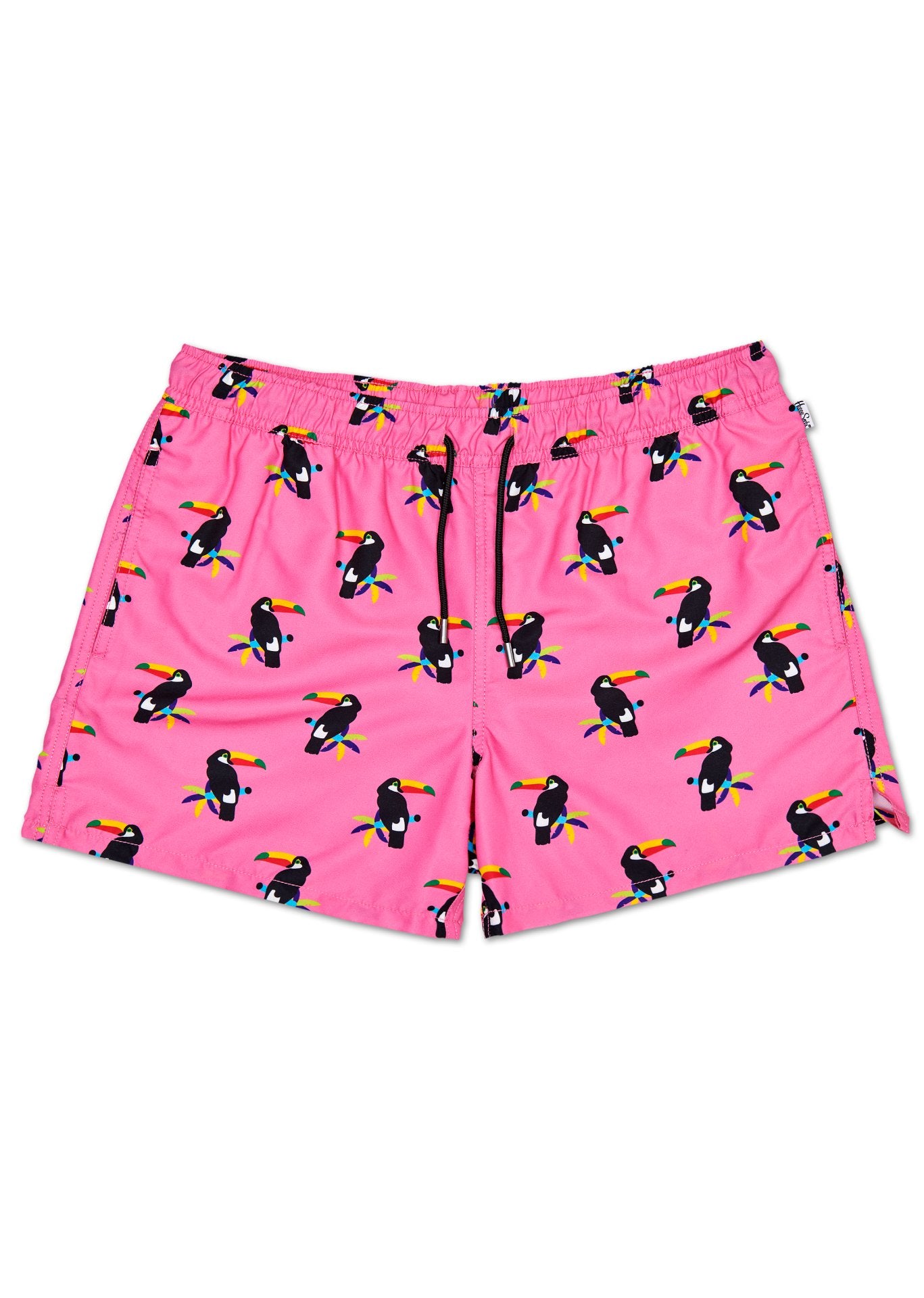 Pánské růžové plavky Happy Socks s tukanem, vzor Toucan