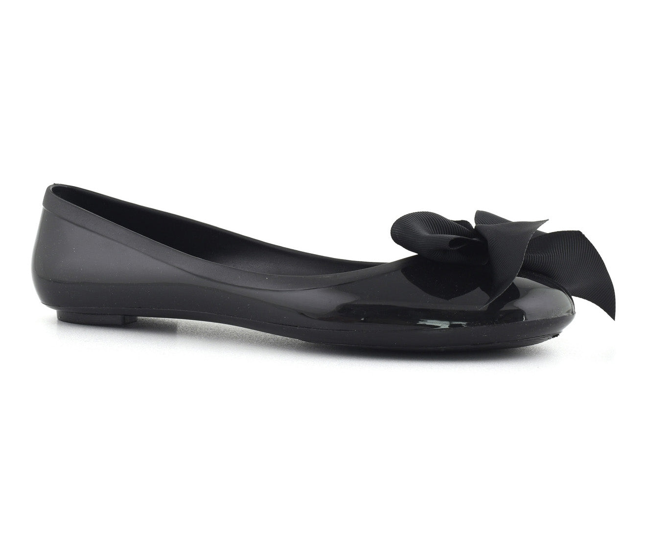Jelly Ballerina With Solid Bow Black