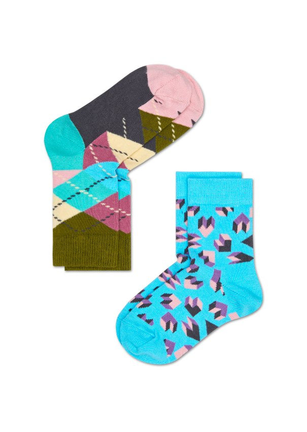 Dětské barevné ponožky Happy Socks, dva páry – Steps a Argyle