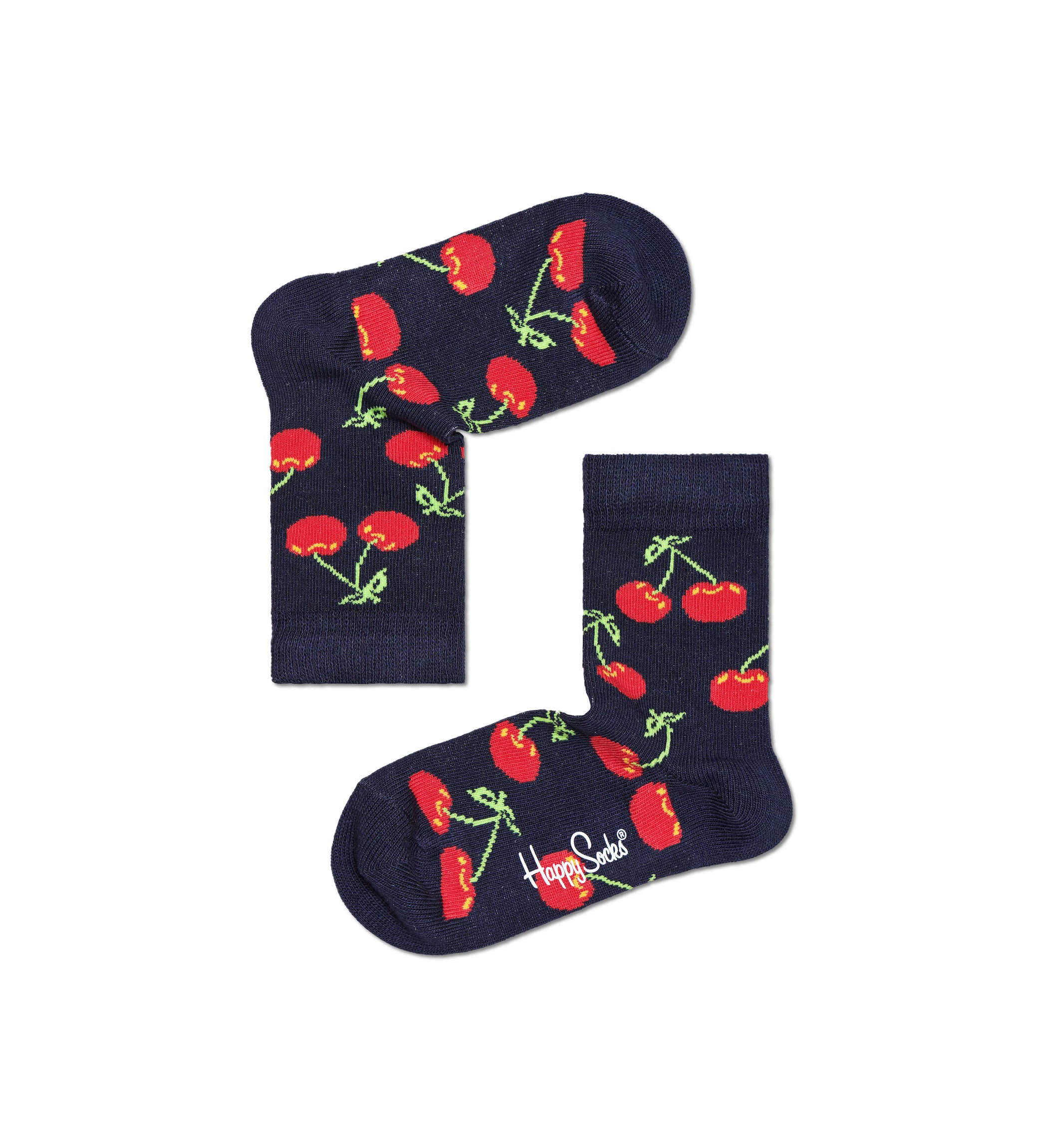 Dětské modré ponožky Happy Socks s třešničkami, vzor Cherry