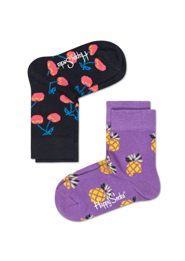 Dětské barevné ponožky Happy Socks, dva páry – Pineapple a Cherry